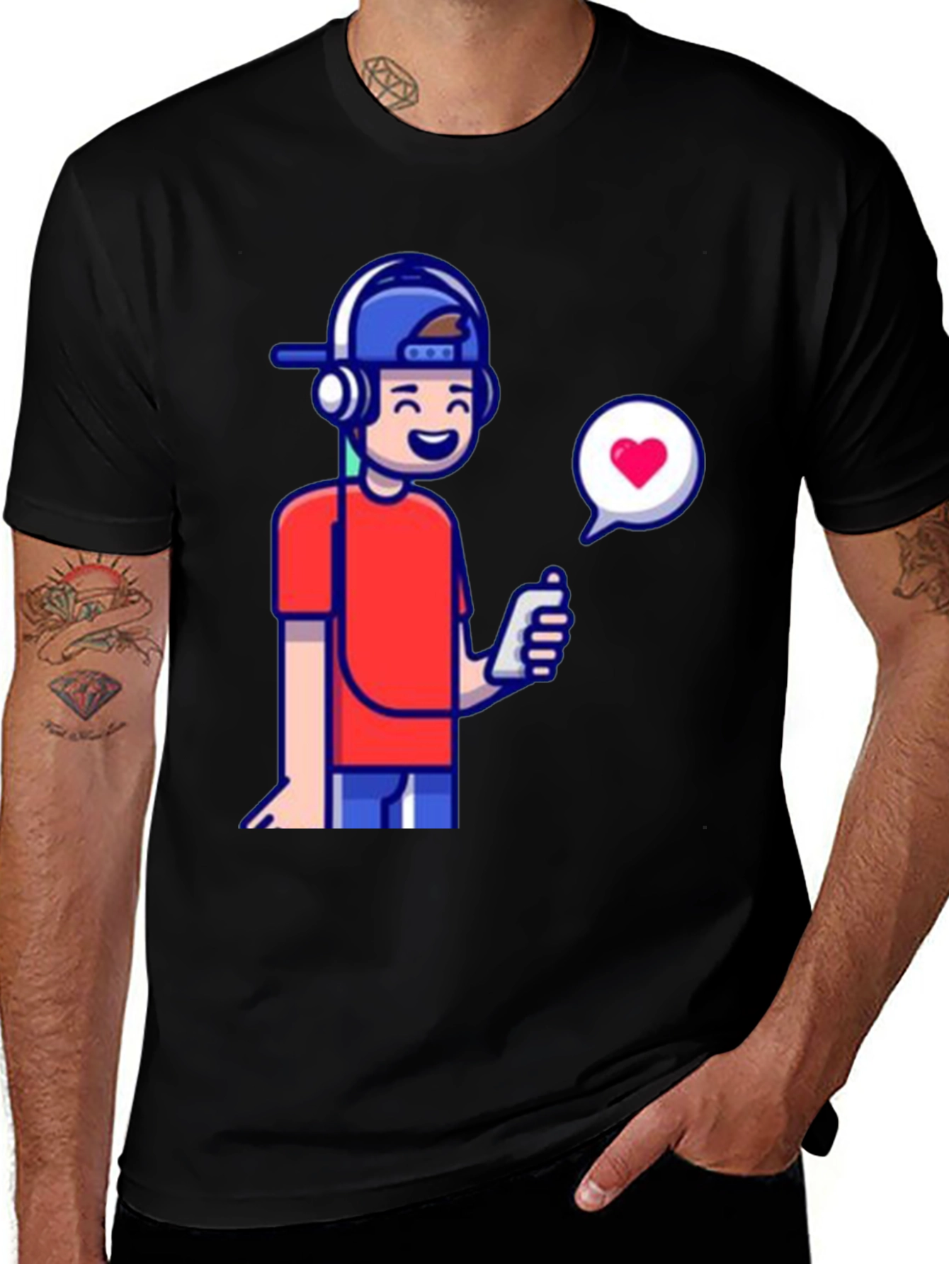 Variant 4 of Cool Cartoon Boy Graphic Tee - Black