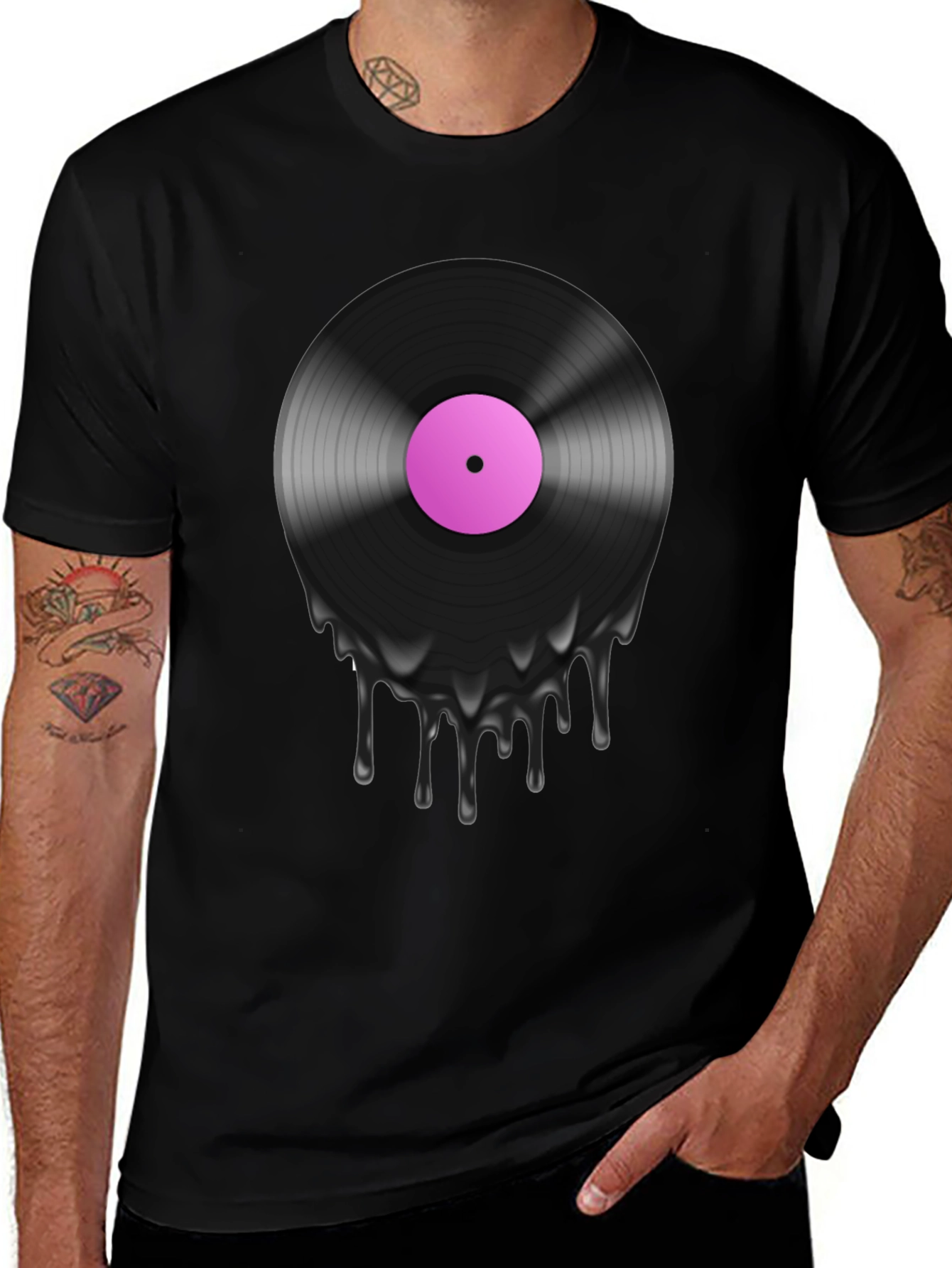 Melting Vinyl Record Graphic Tee - Music Lover T-Shirt