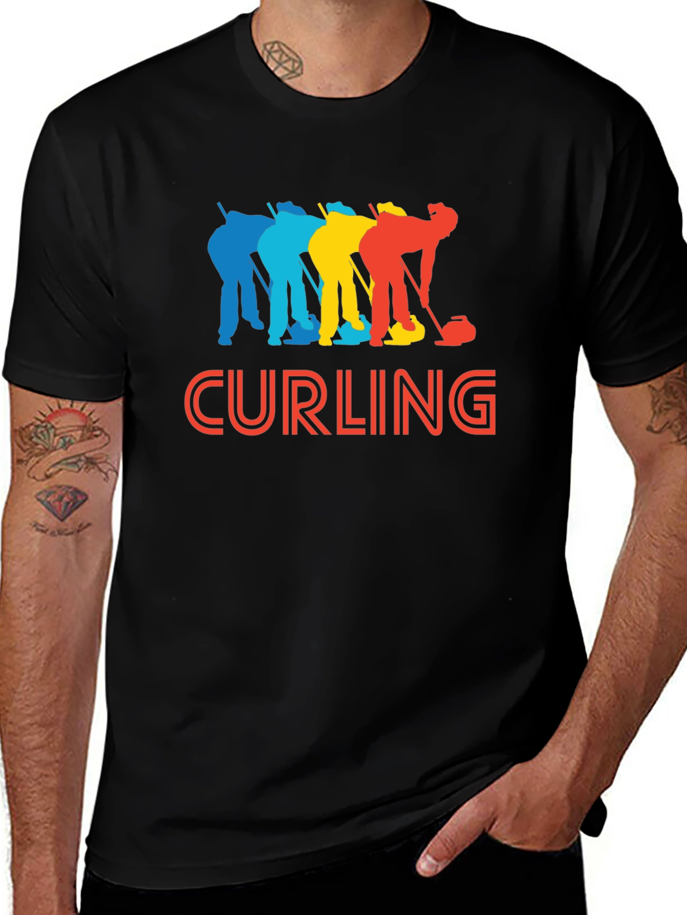 Variant 10 of Colorful Curling Graphic T-Shirt - Black