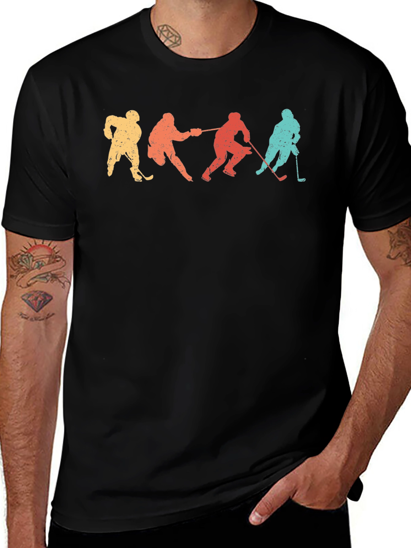 Variant 30 of Retro Hockey Player Silhouette Graphic Tee