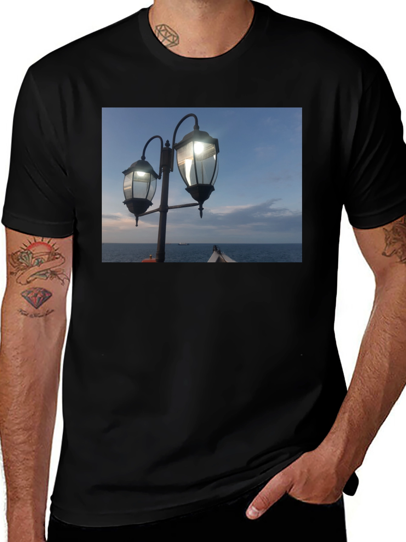 Nautical Lights Graphic Black T-Shirt