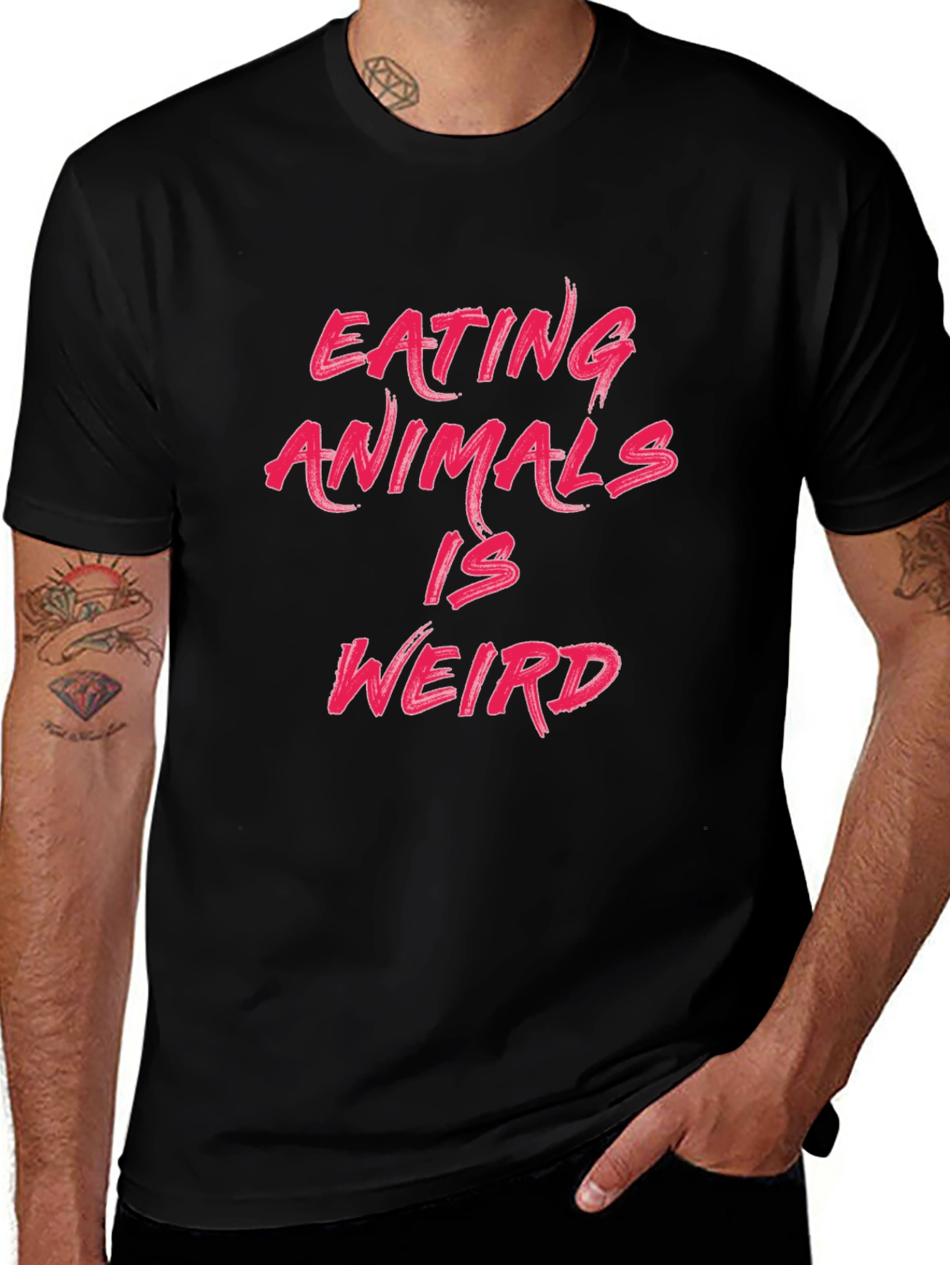 Variant 13 of Eating Animals Is Weird Black T-Shirt