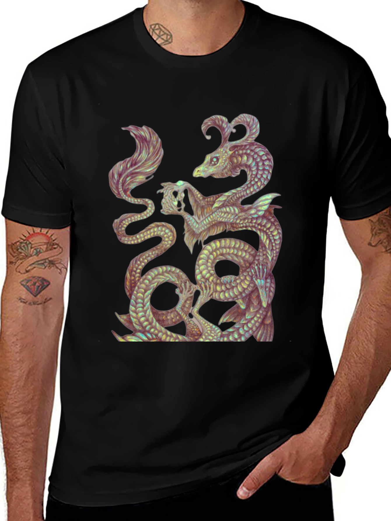 Mystic Sea Serpent Graphic Tee - Black