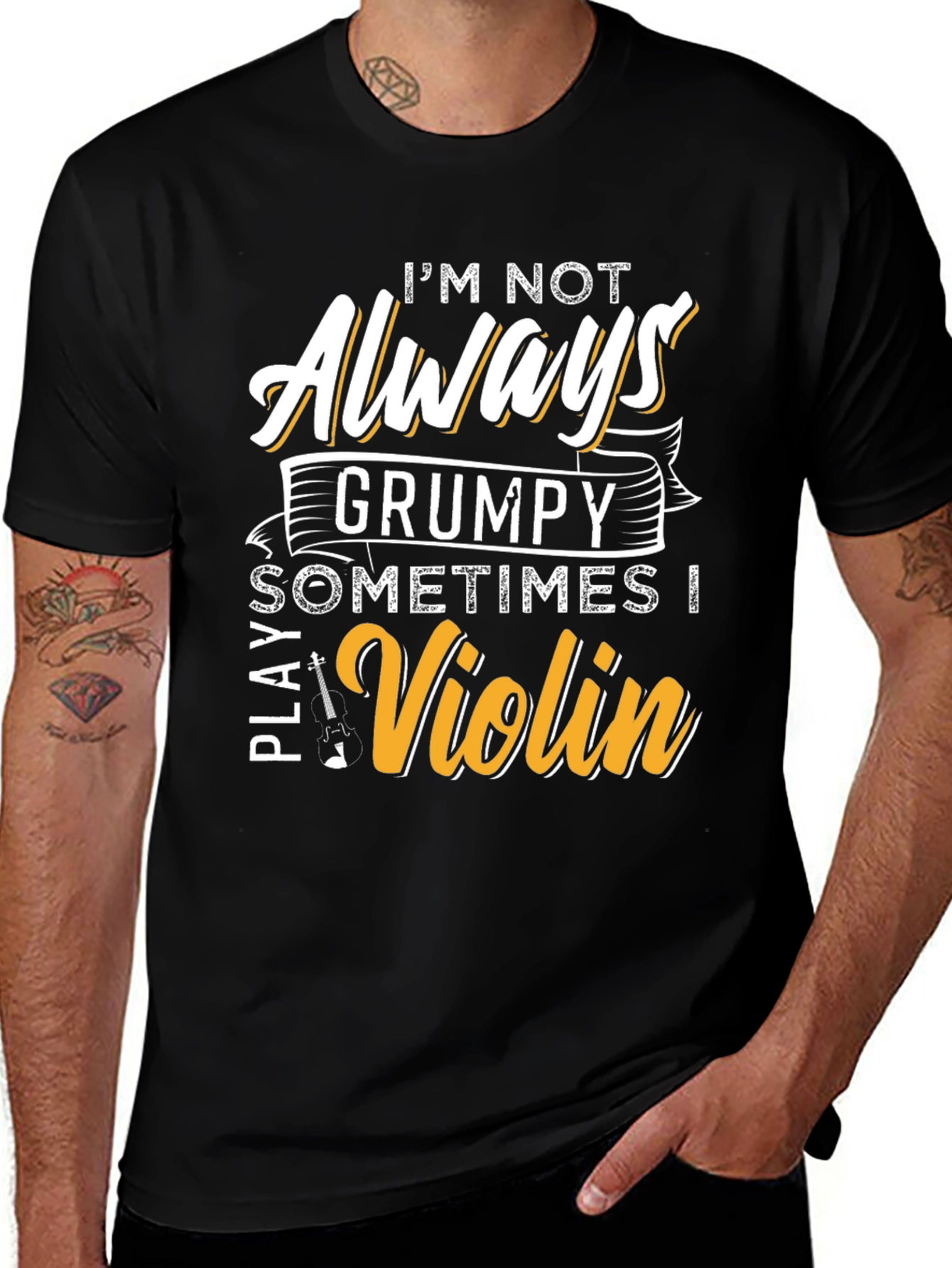 Variant 16 of Grumpy Violinist Graphic Tee - Play Your Tune!