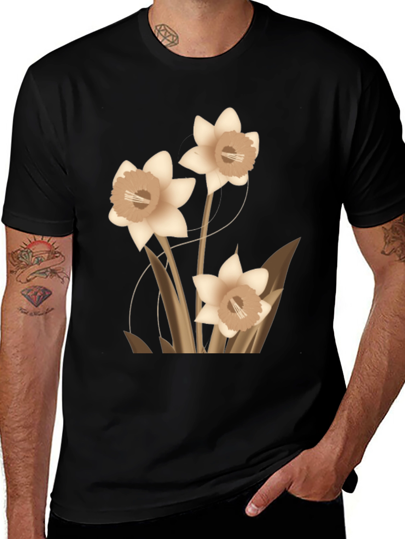 Variant 9 of Floral Graphic Tee - Black Casual T-Shirt