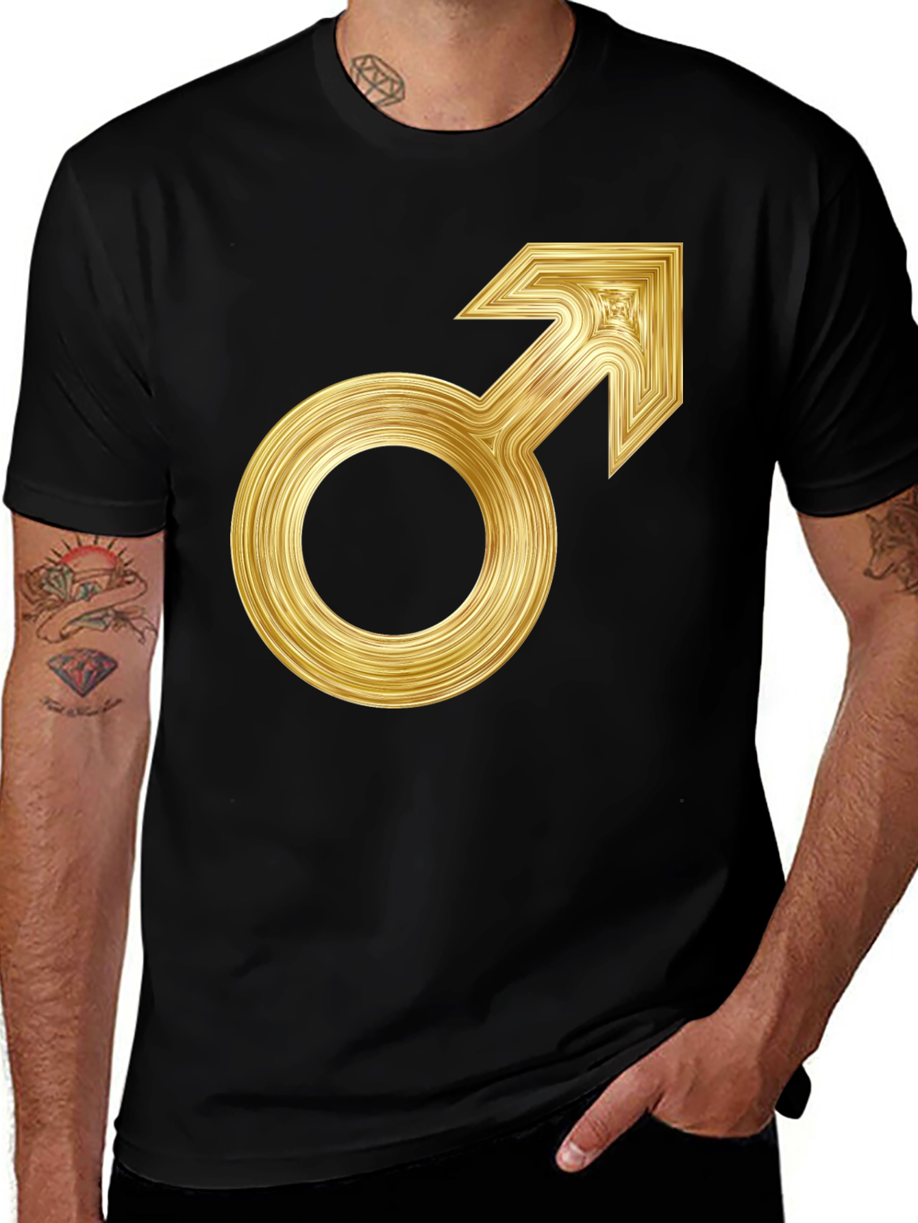 Gold Male Symbol Graphic T-Shirt