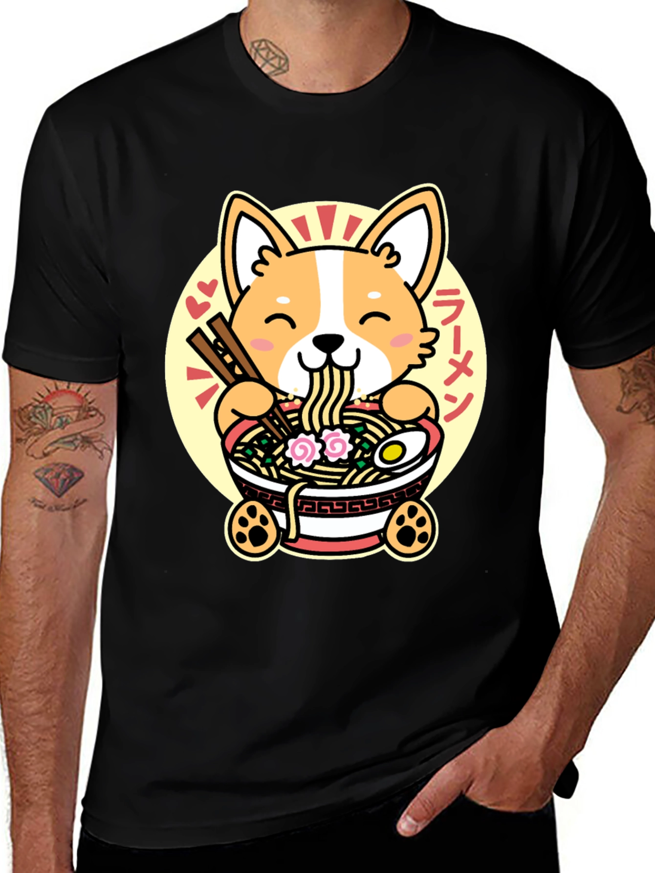 Variant 5 of Corgi Ramen T-Shirt - Kawaii Anime Style