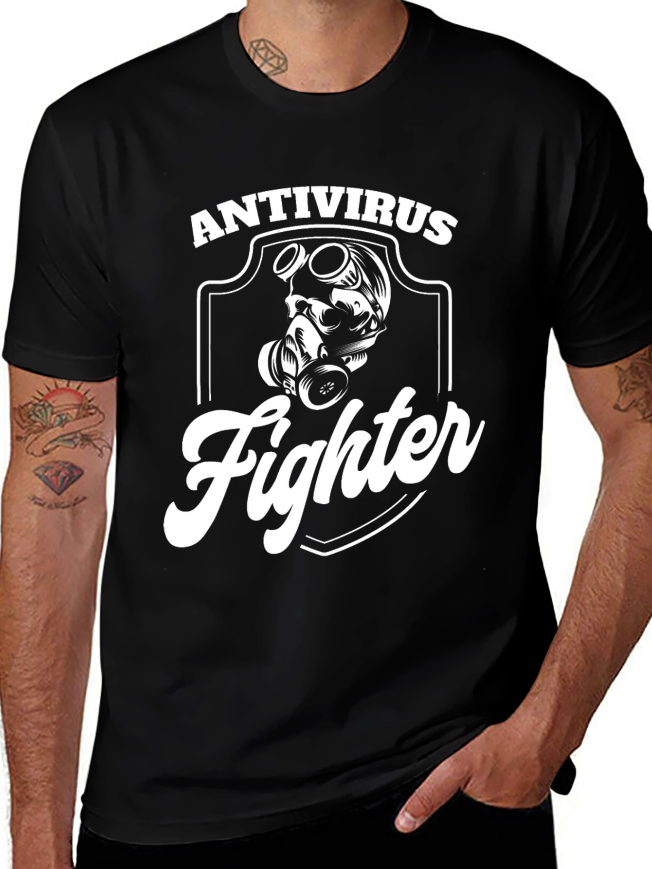 Antivirus Fighter Graphic Tee - Black