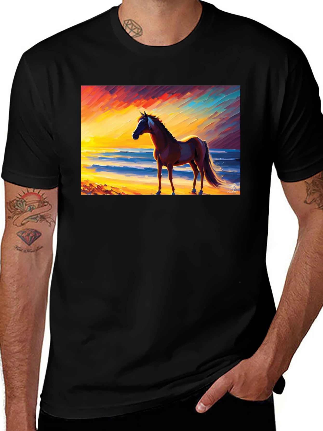 Variant 9 of Horse Beach Sunset Graphic Tee