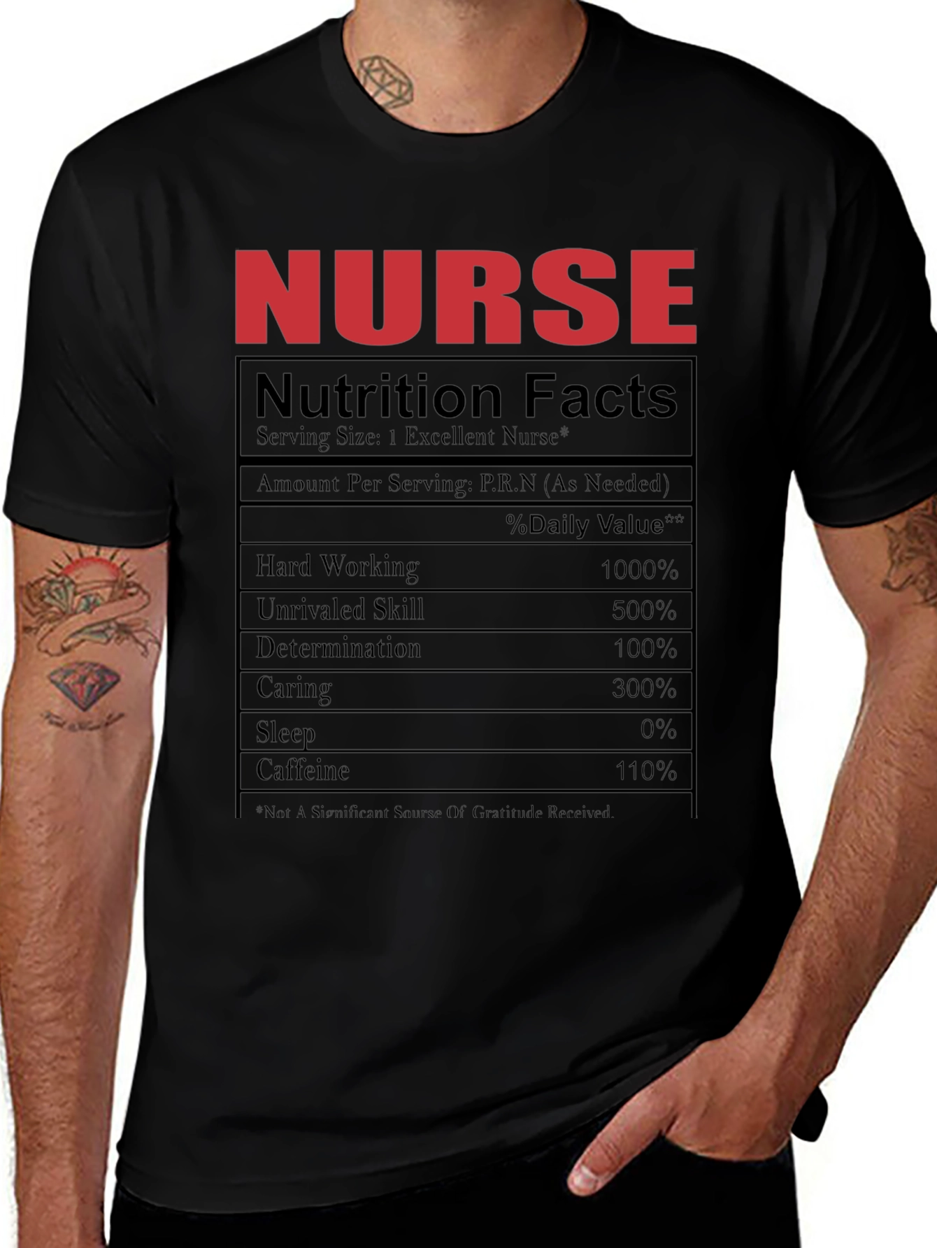 Variant 24 of Nurse Nutrition Facts Black T-Shirt
