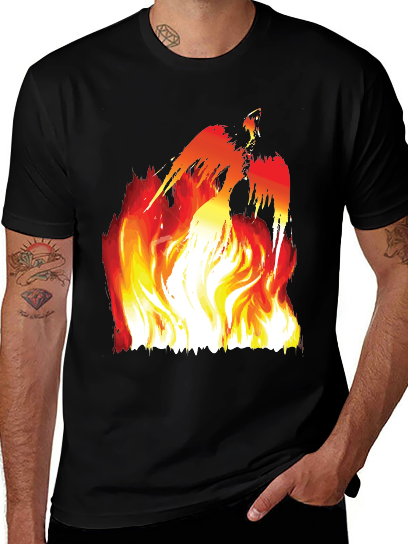 Variant 18 of Phoenix Firebird Graphic Tee - Men's Black T-Shirt