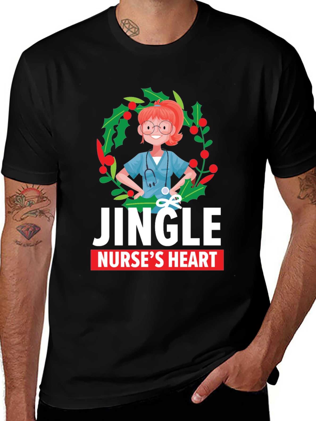 Jingle Nurse's Heart Christmas T-Shirt
