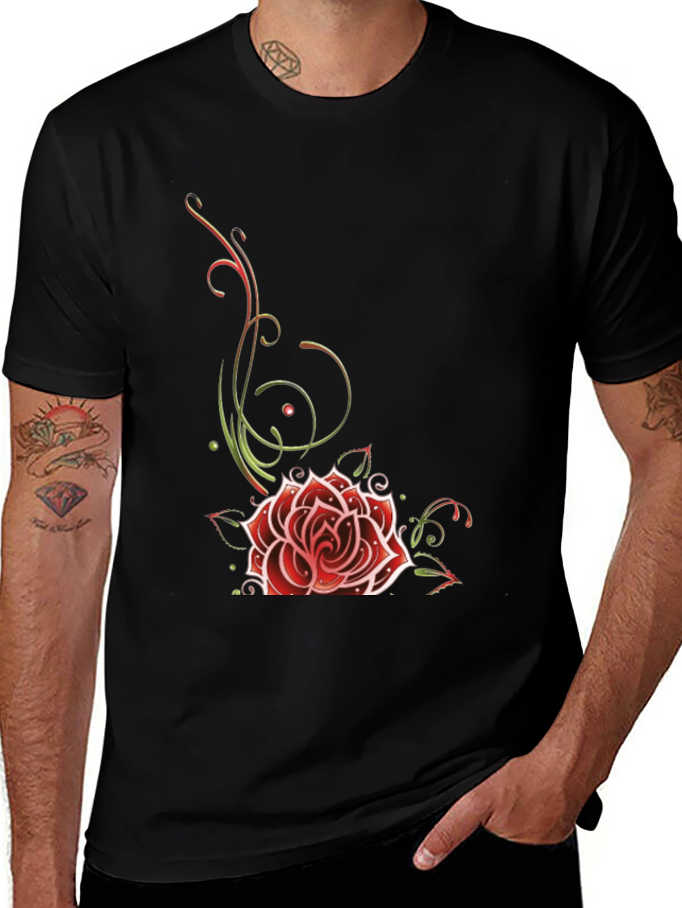 Variant 24 of Rose Swirl Graphic Tee - Modern Style