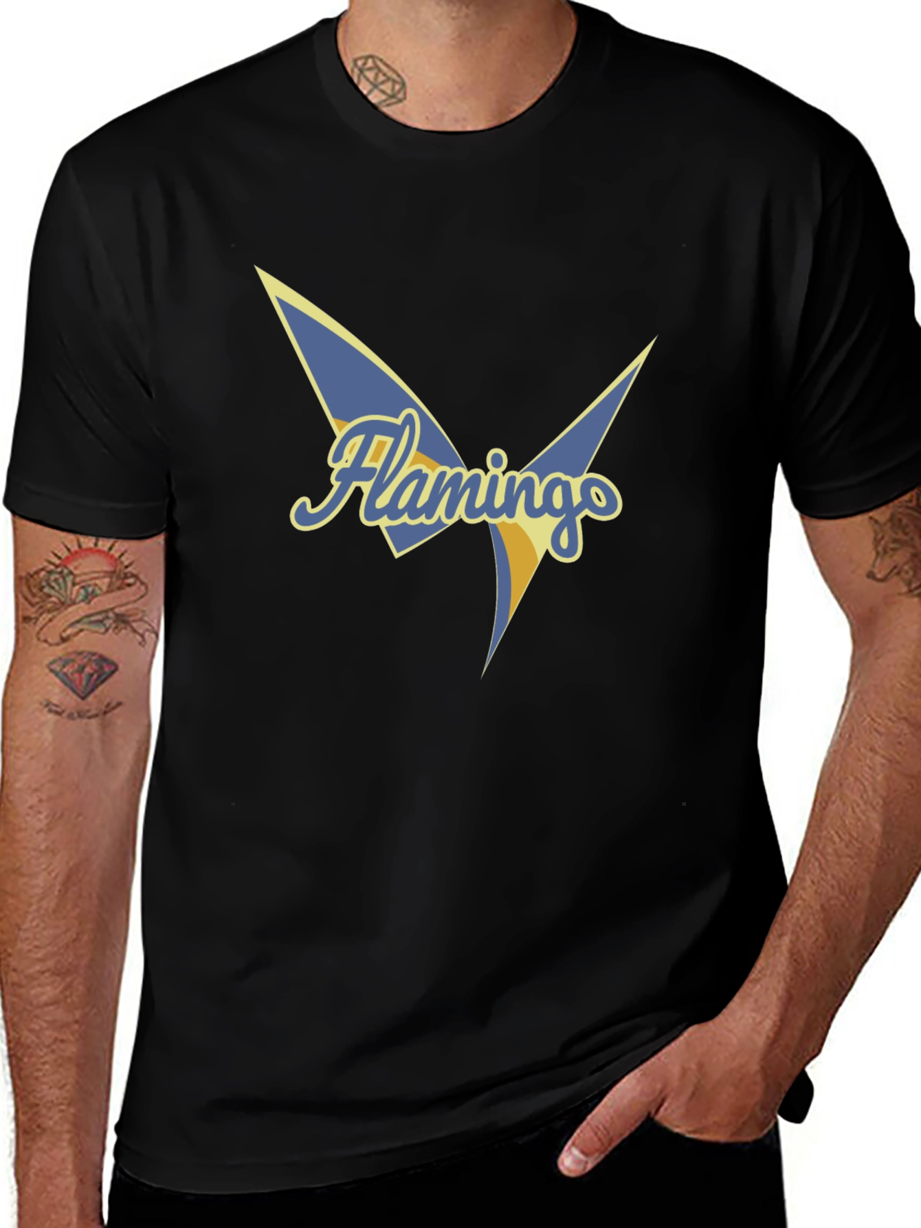 Variant 5 of Flamingos Graphic Tee - Black Cotton Casual Shirt