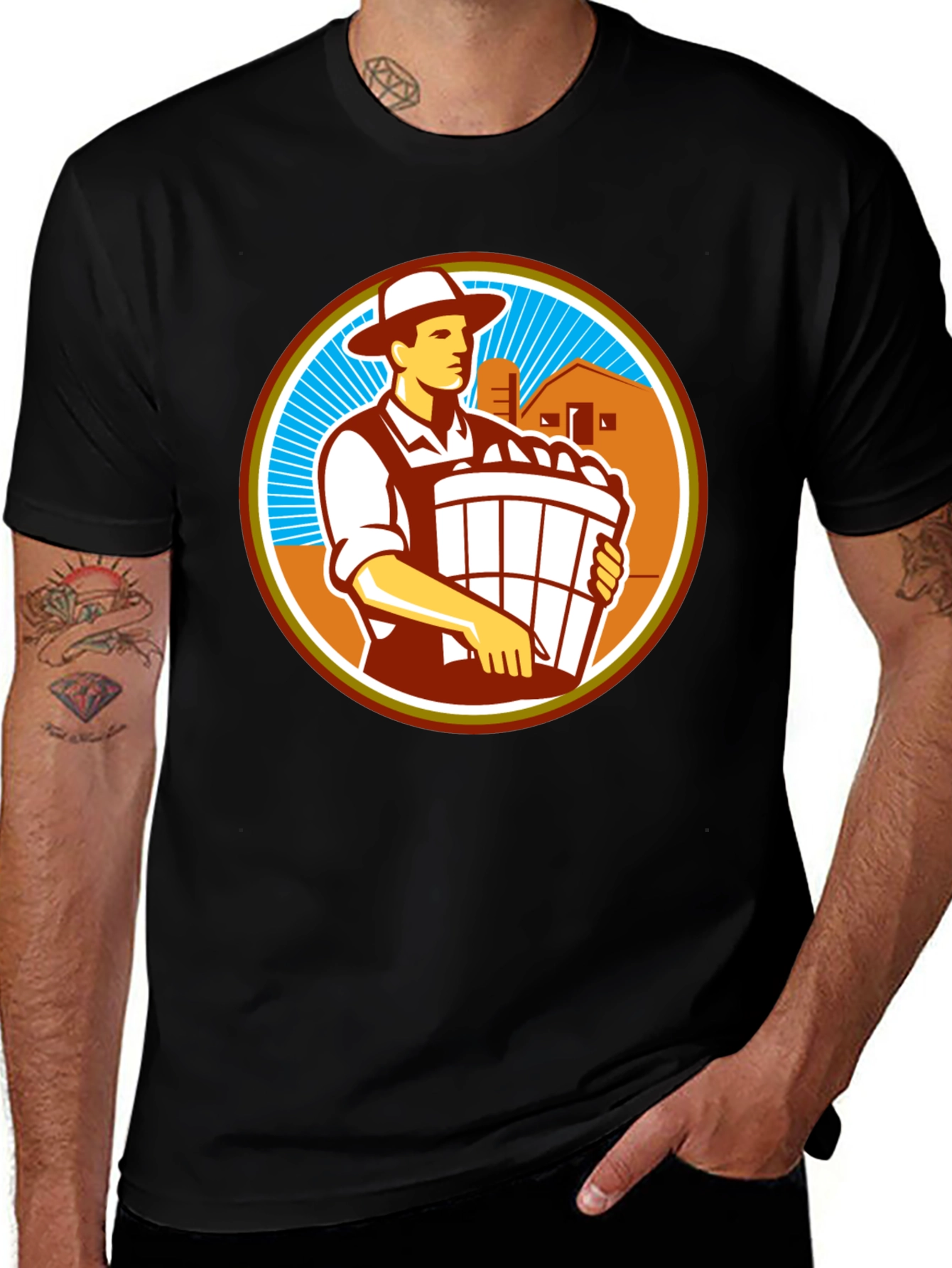 Variant 21 of Retro Farmer Circle Graphic T-Shirt