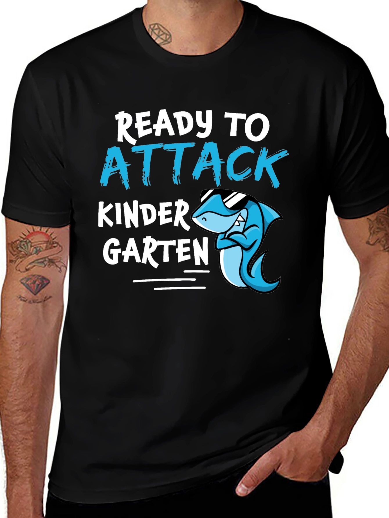 Variant 3 of Ready to Attack Kindergarten Shark T-Shirt