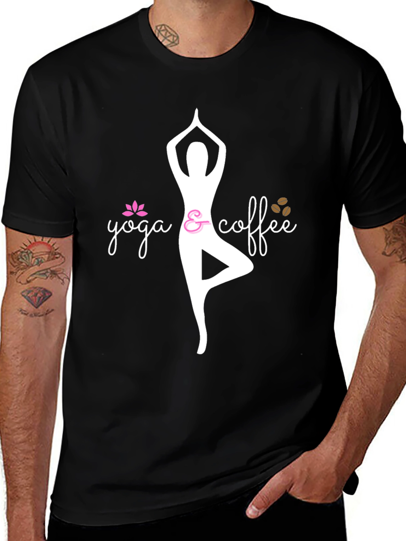 Variant 5 of Yoga & Coffee T-Shirt - Relaxed Fit Black Tee