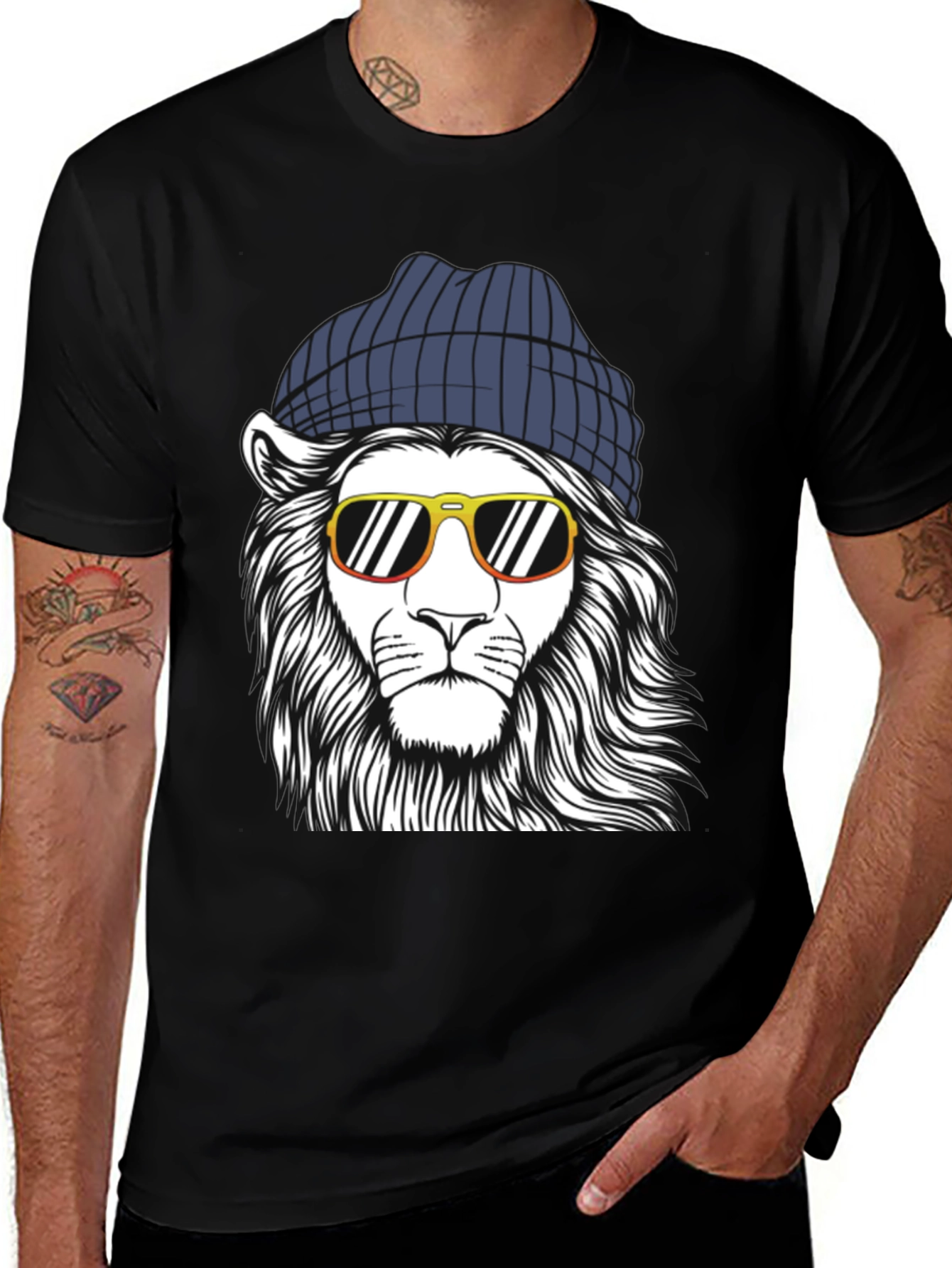 Variant 5 of Cool Lion Tee - Black Graphic T-Shirt