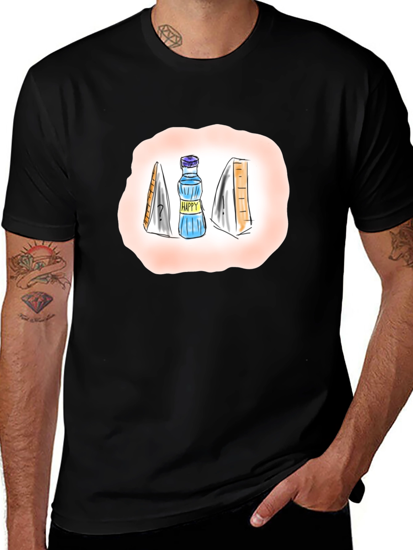 Variant 19 of Happy Water & Sandwich Graphic T-Shirt - Black