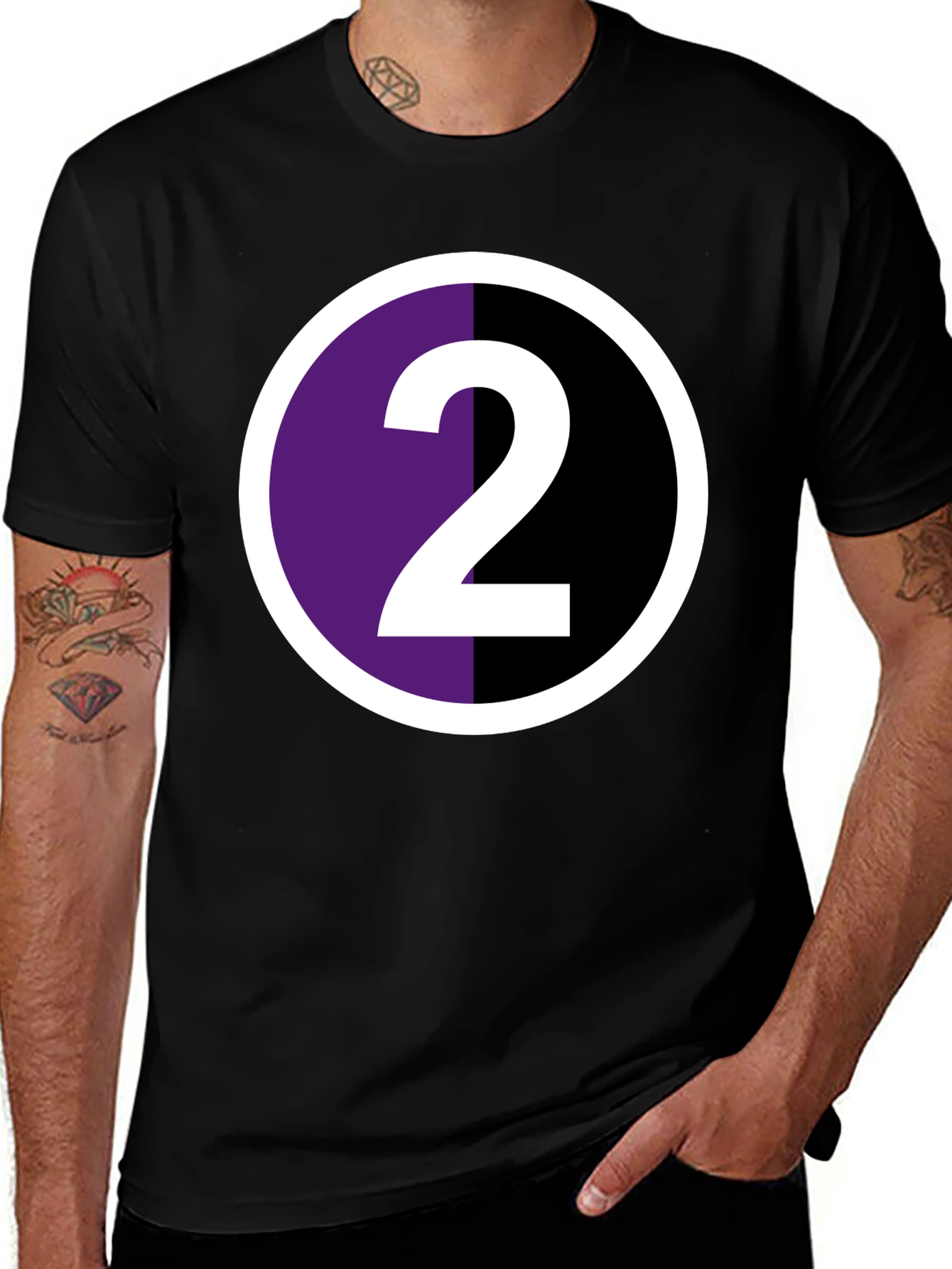 Variant 21 of Number Two Graphic Tee - Black Cotton Casual Shirt