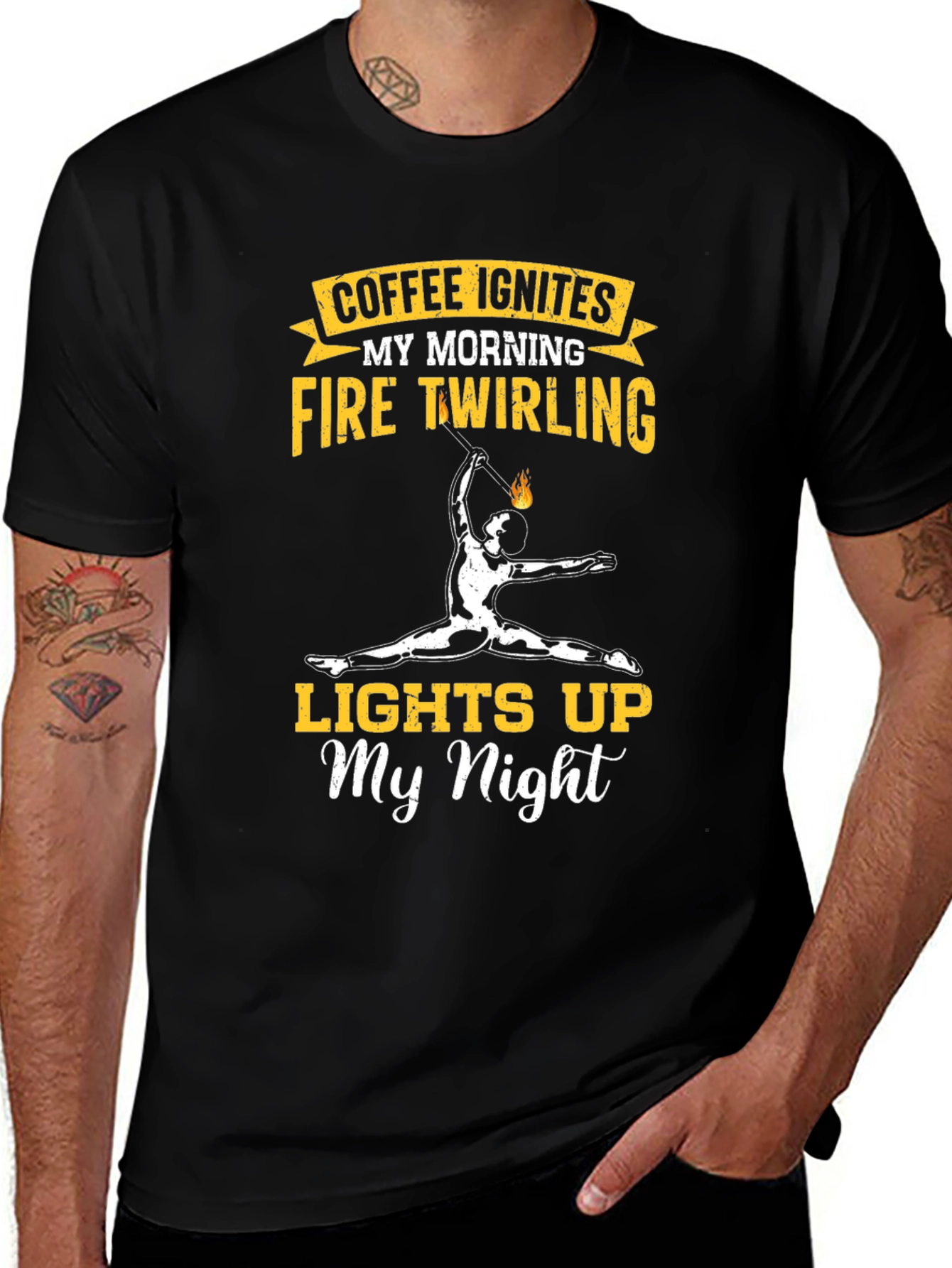 Variant 13 of Coffee Ignites Fire Twirling Graphic Tee