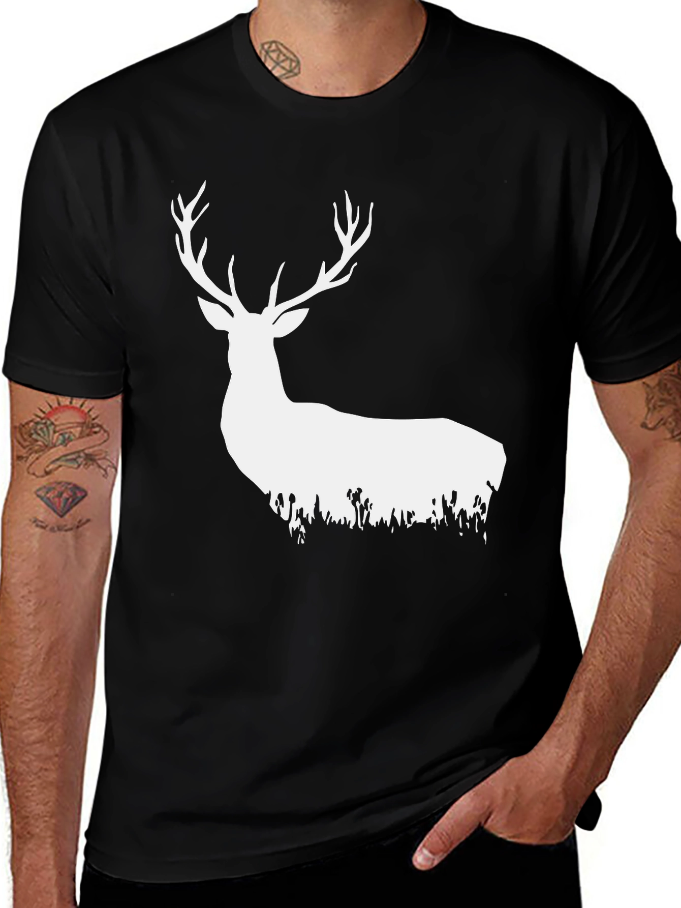 Variant 12 of Deer Silhouette Graphic Tee - Black