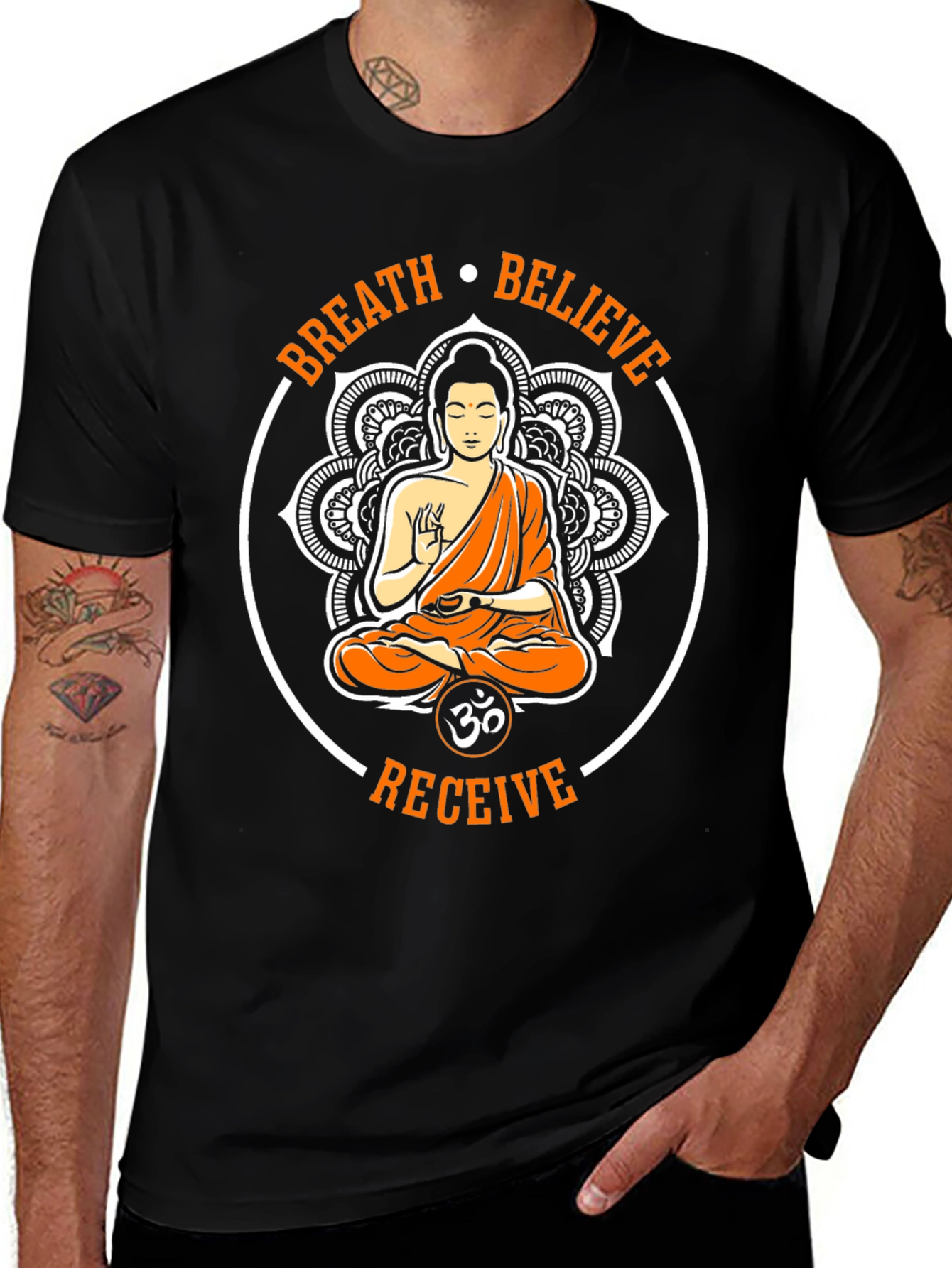 Breath Believe Receive Buddha Graphic T-Shirt