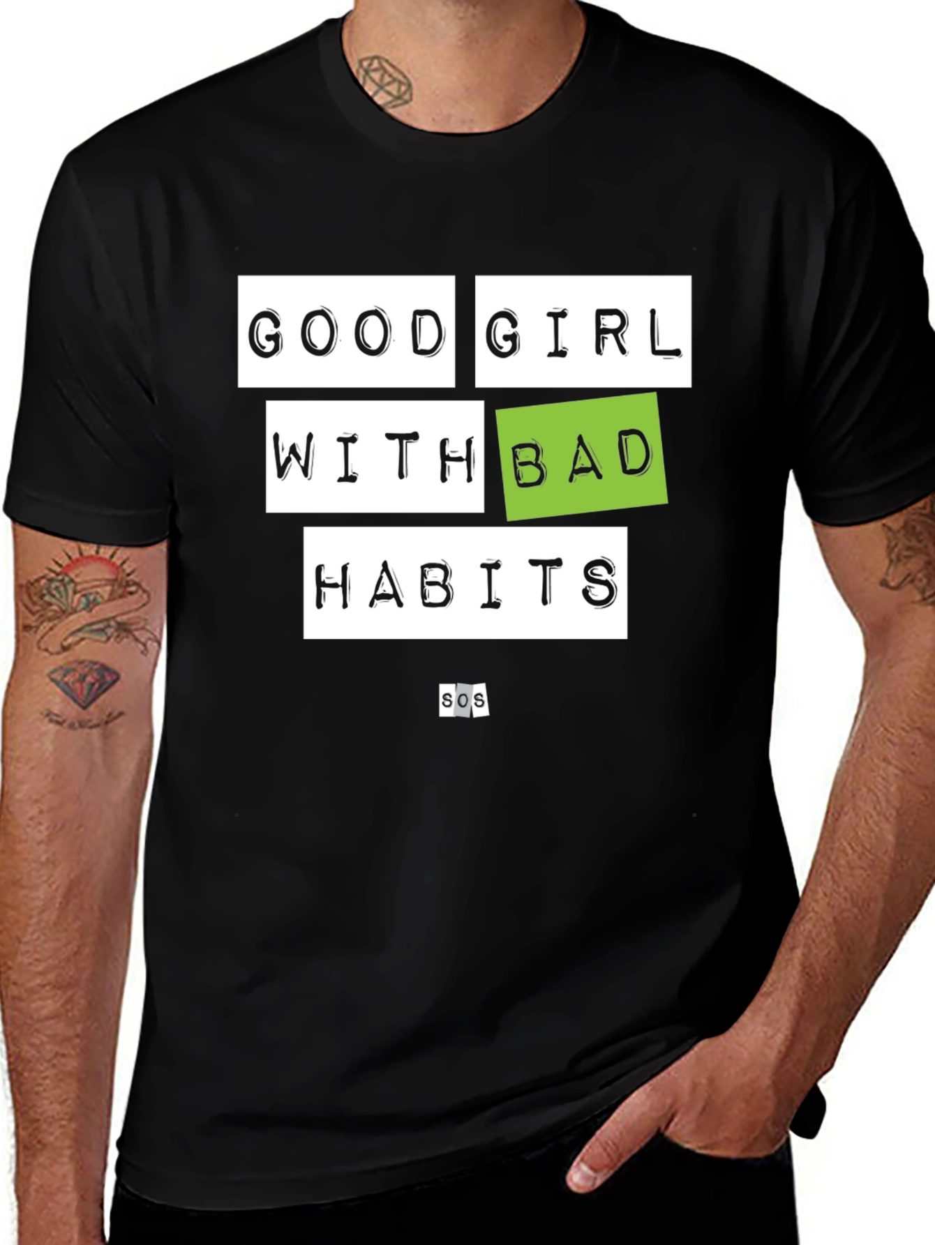 Variant 10 of Good Girl Bad Habits Black Graphic T-Shirt