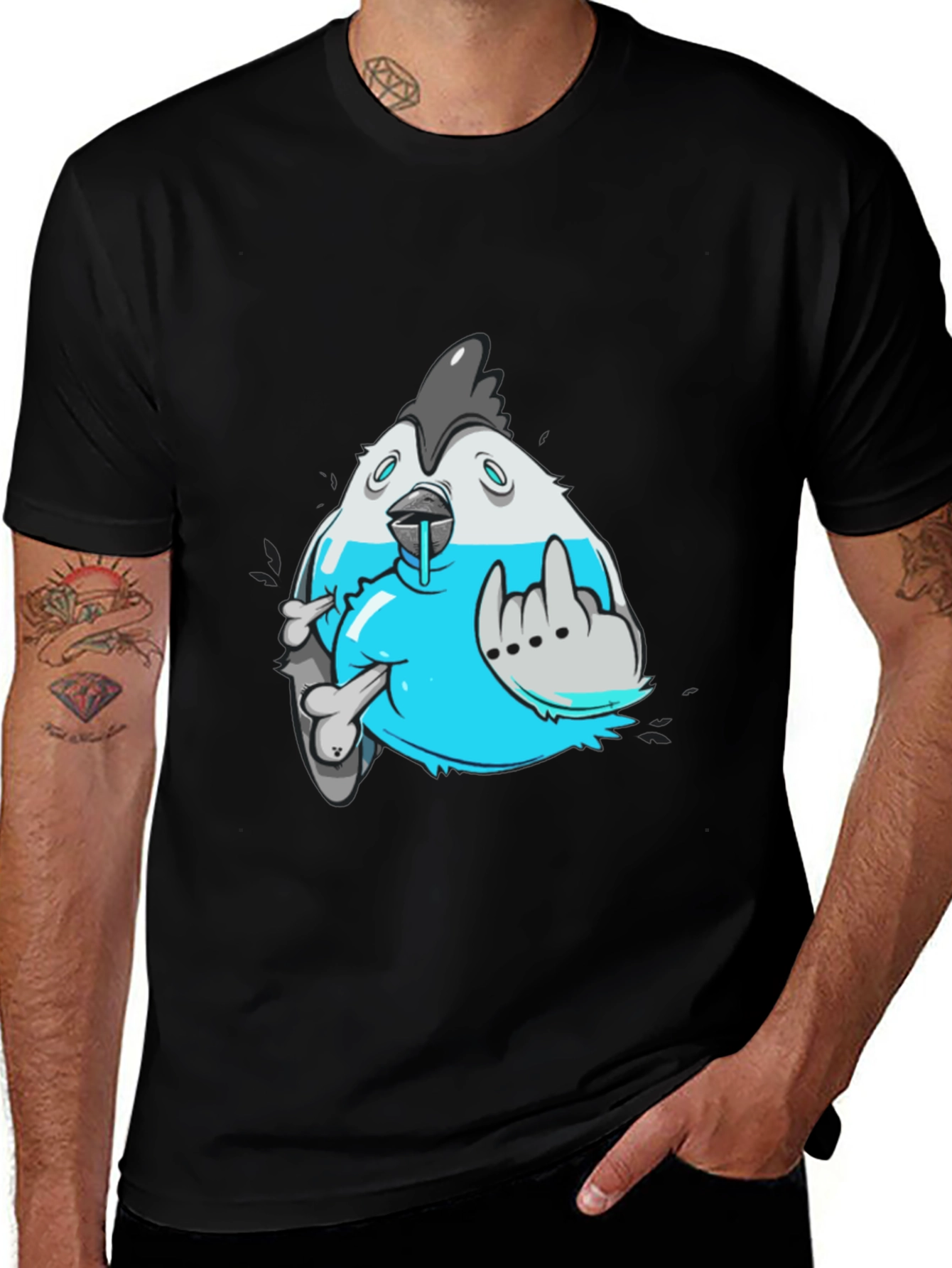 Variant 10 of Edgy Cartoon Chicken Graphic T-Shirt