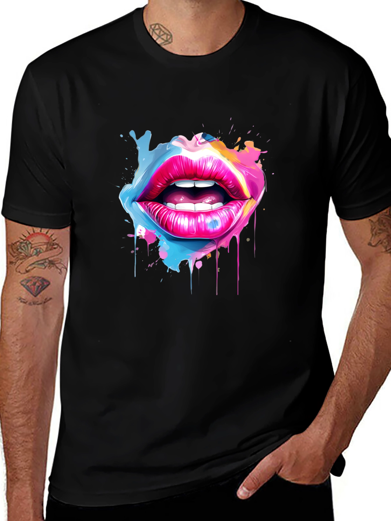 Variant 7 of Colorful Lips Graphic T-Shirt - Artistic Design