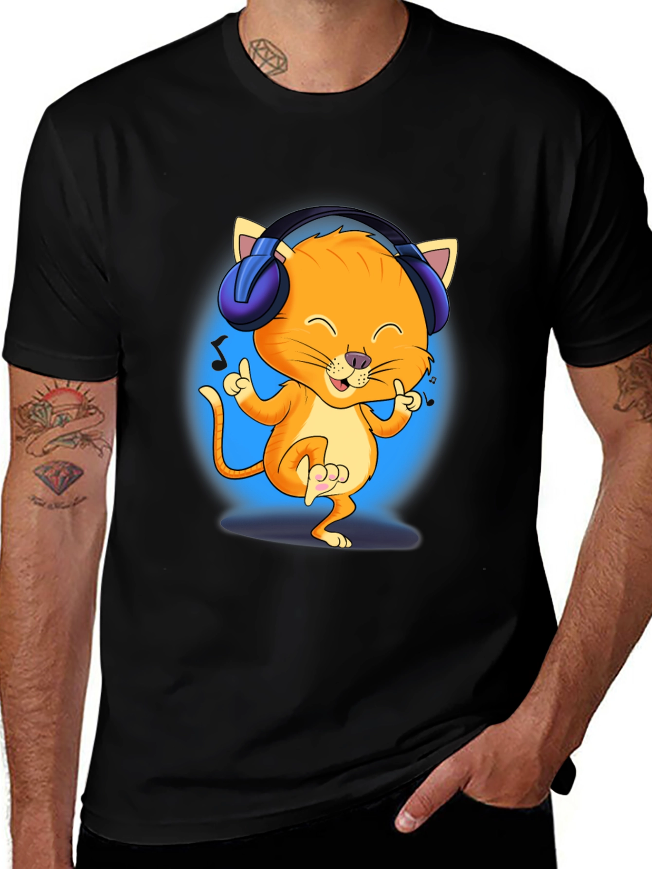 Variant 28 of Cool Cat DJ T-Shirt - Music Lover Apparel