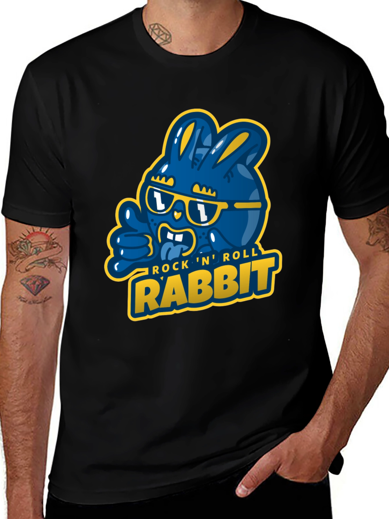 Variant 18 of Rock 'N' Roll Rabbit Black Graphic T-Shirt