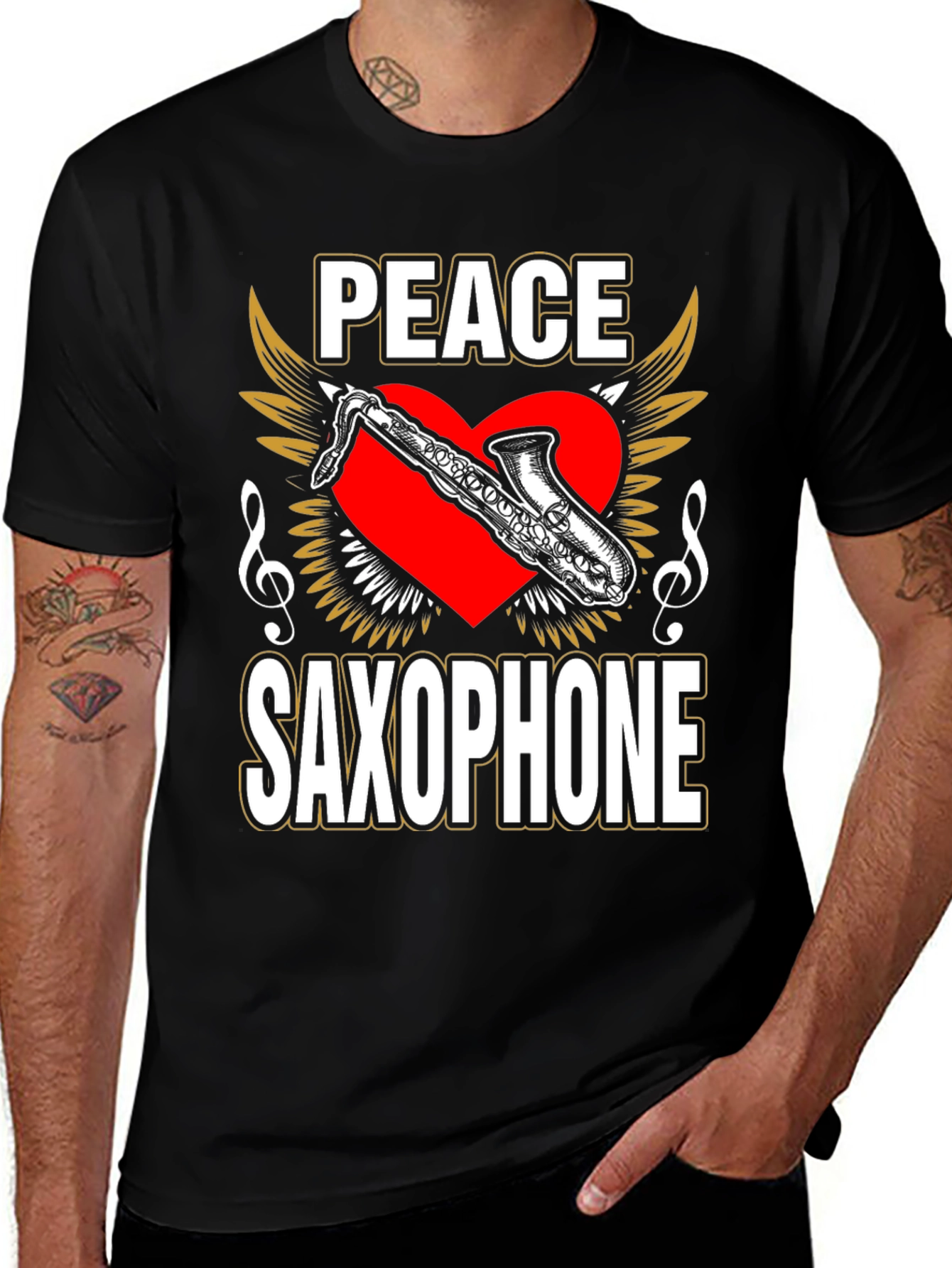 Variant 29 of Peace Saxophone Graphic T-Shirt