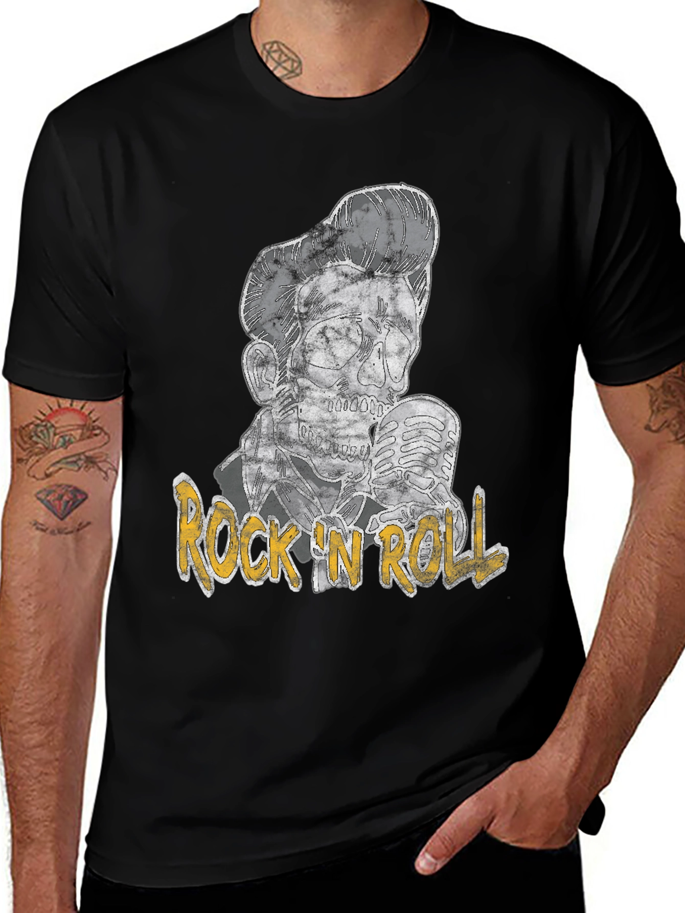 Variant 12 of Rock 'n' Roll Skeleton Graphic Black T-Shirt