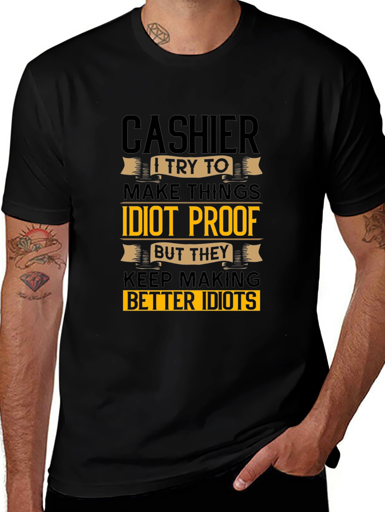 Variant 26 of Cashier Idiots Funny Sarcastic T-Shirt