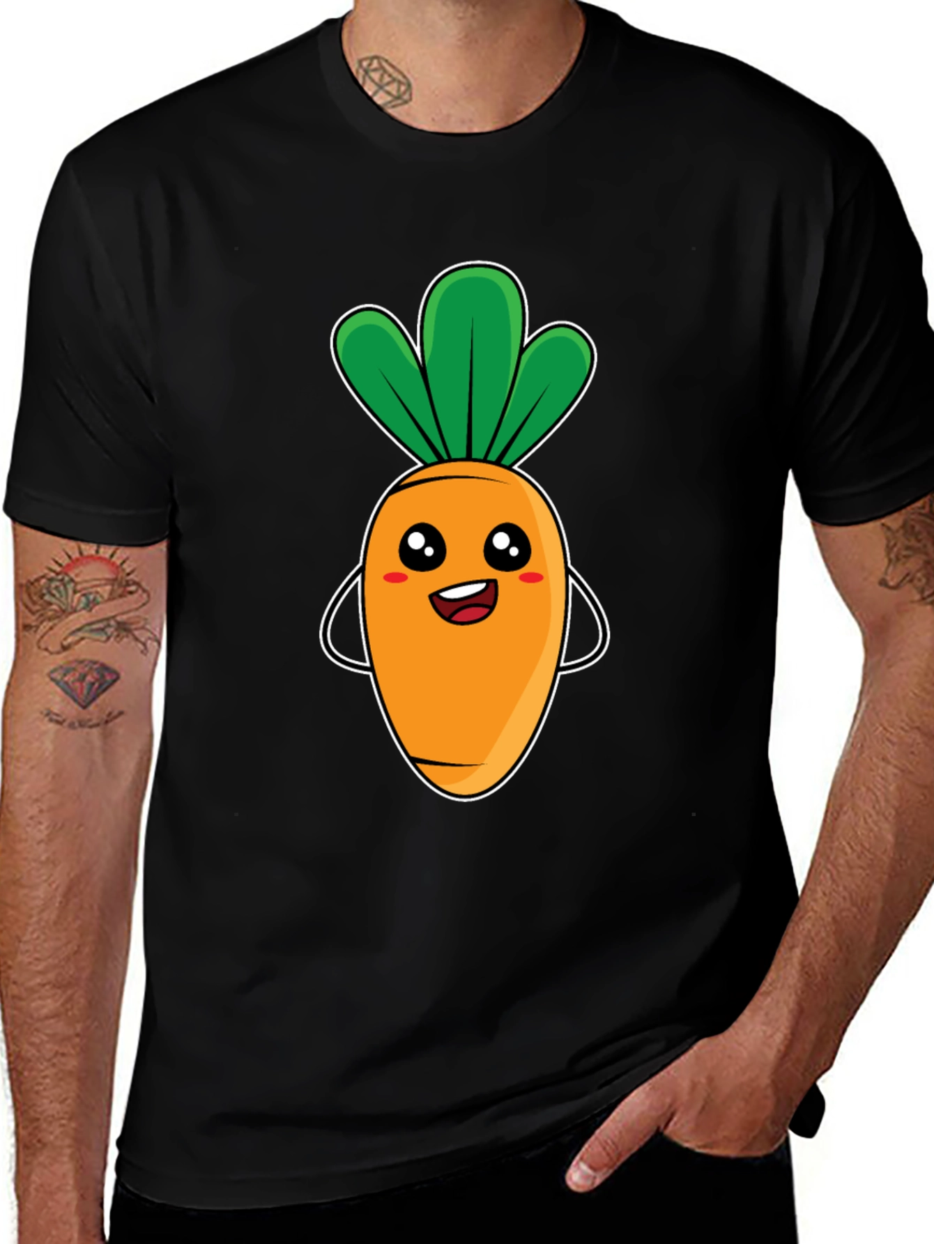 Variant 7 of Cute Carrot Graphic Tee - Black Unisex T-Shirt