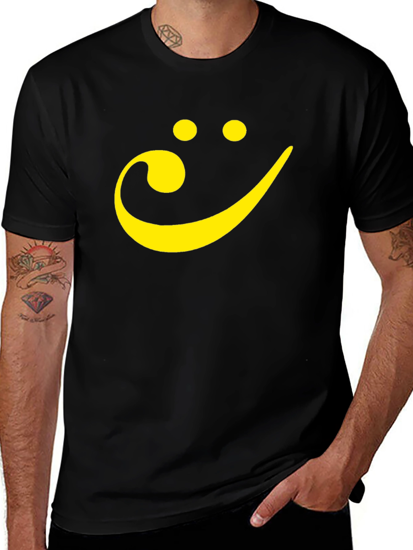 Variant 15 of Smiley Face Music Note Black T-Shirt