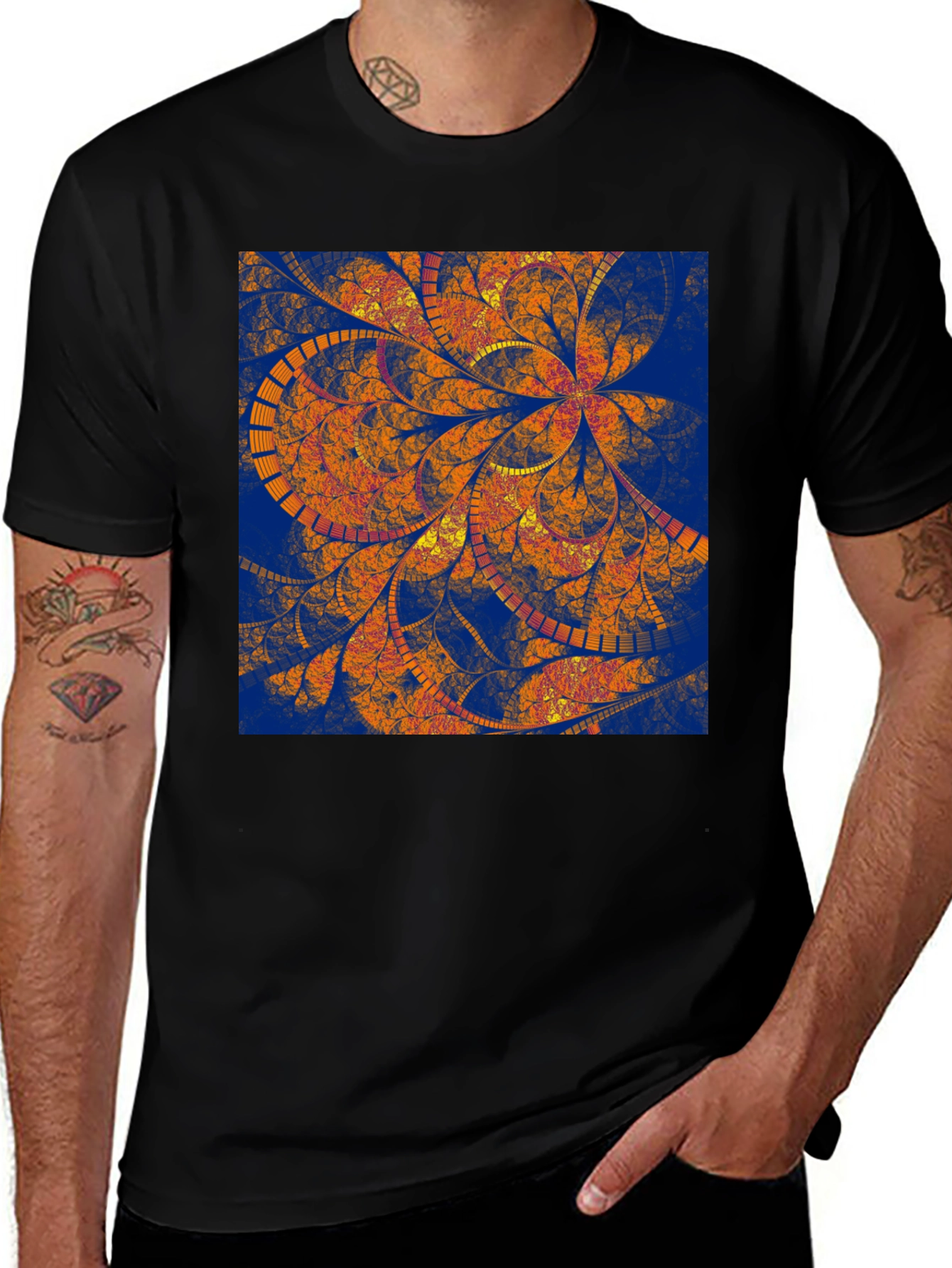 Variant 5 of Abstract Floral Print Black T-Shirt