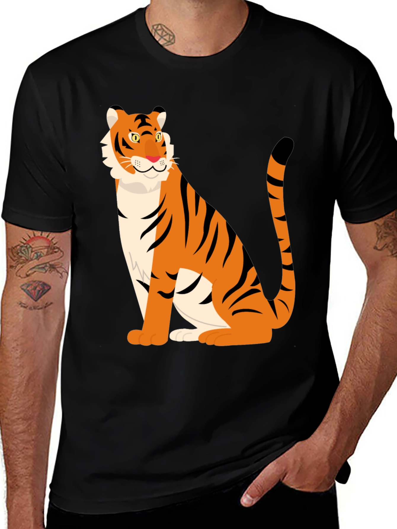 Tiger Graphic Print Black T-Shirt