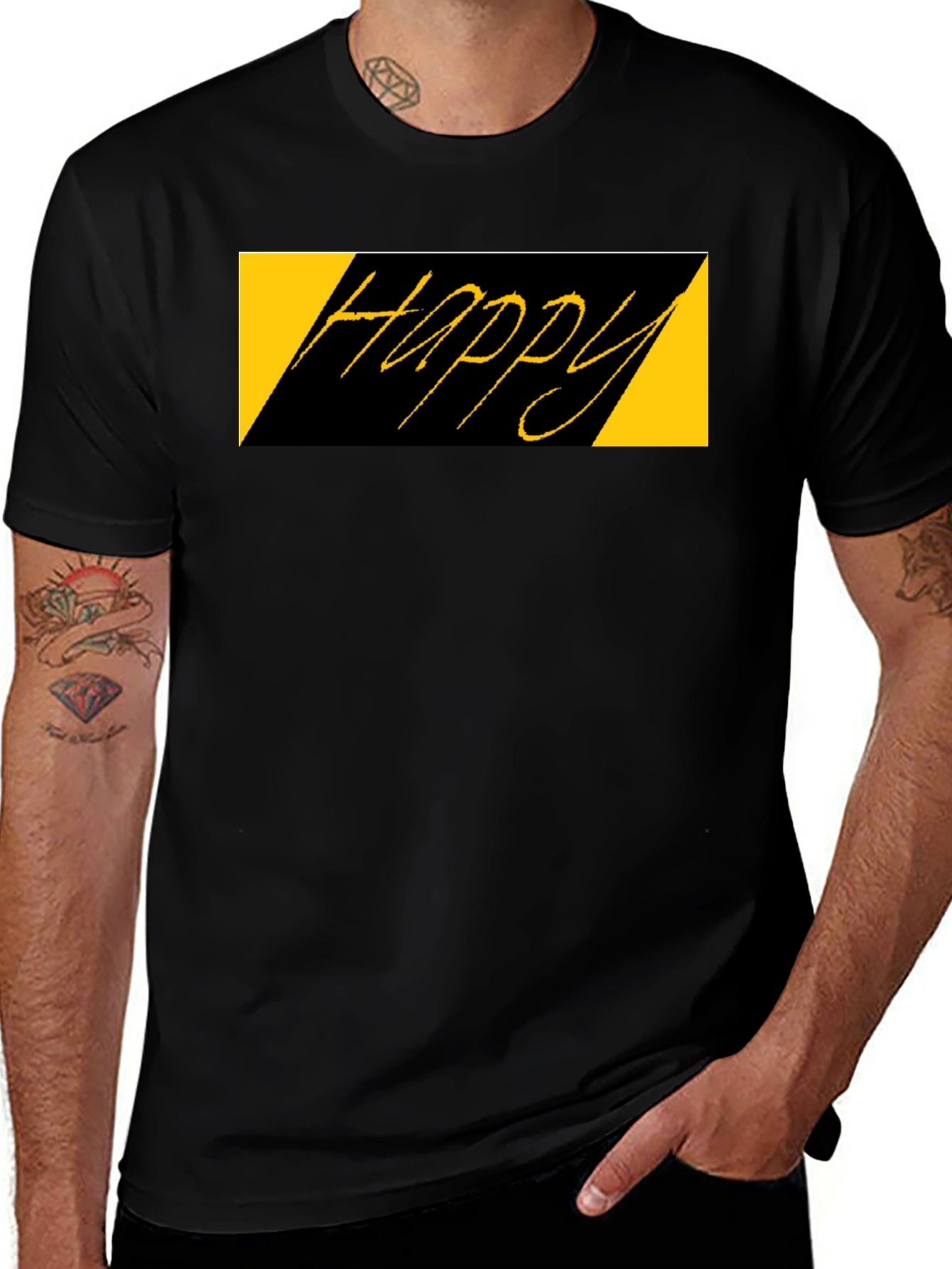Variant 28 of Happy Graphic Black T-Shirt - Casual Style