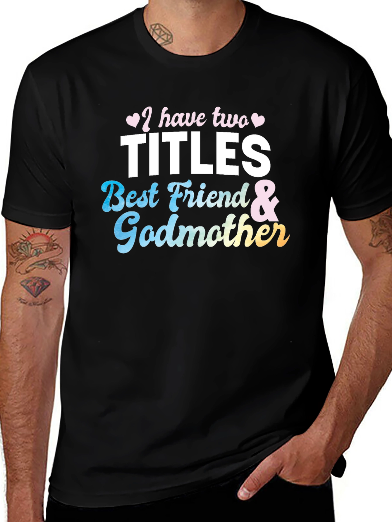 Two Titles Best Friend & Godmother Black T-Shirt