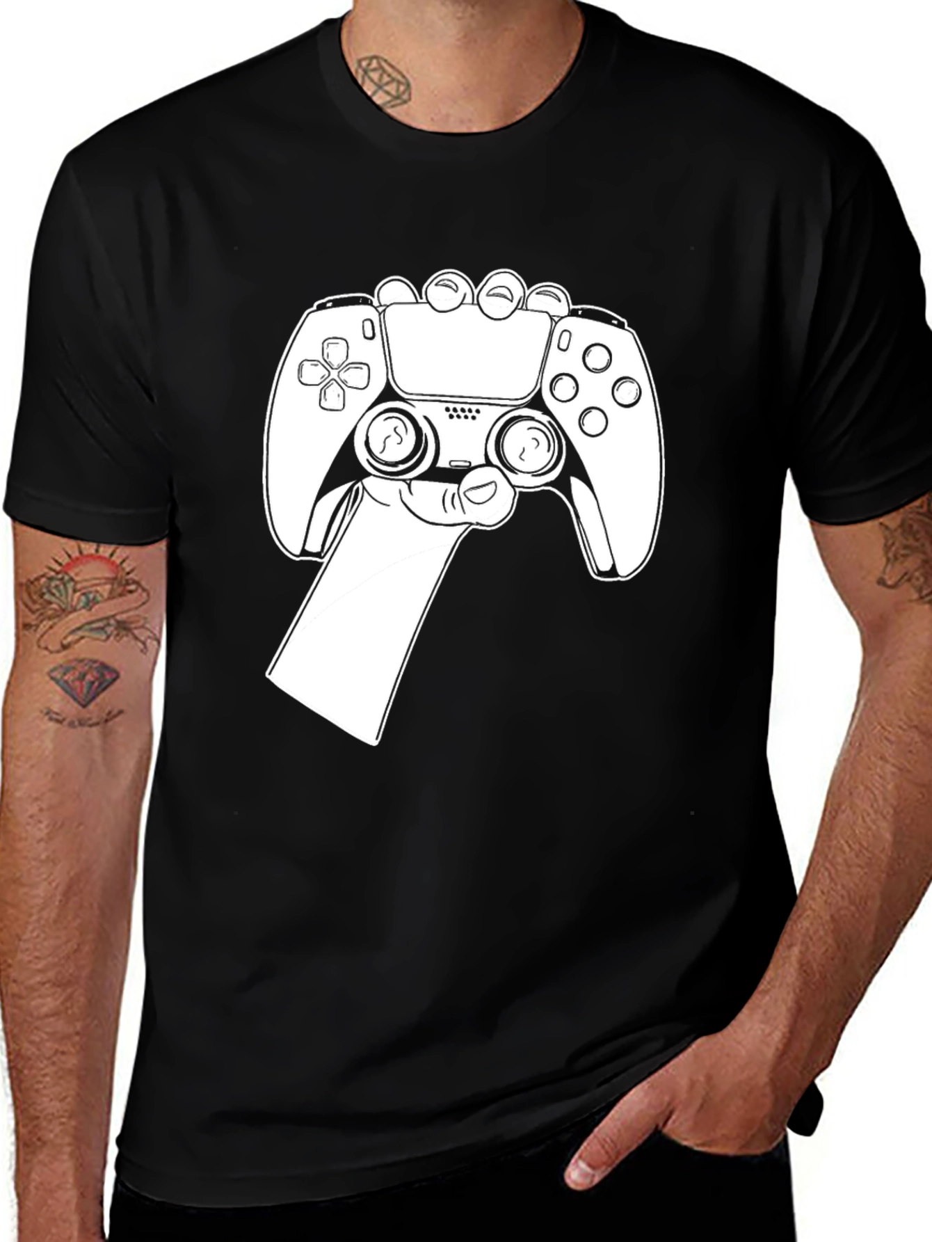 Variant 21 of Gamer Style Black T-Shirt - Controller Design