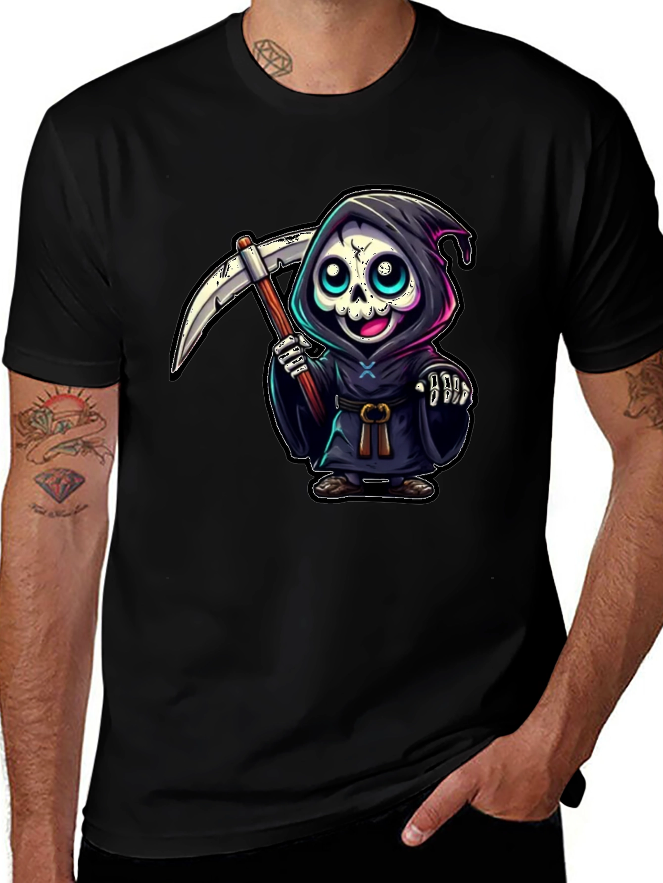 Variant 4 of Grim Reaper Cartoon Graphic Tee
