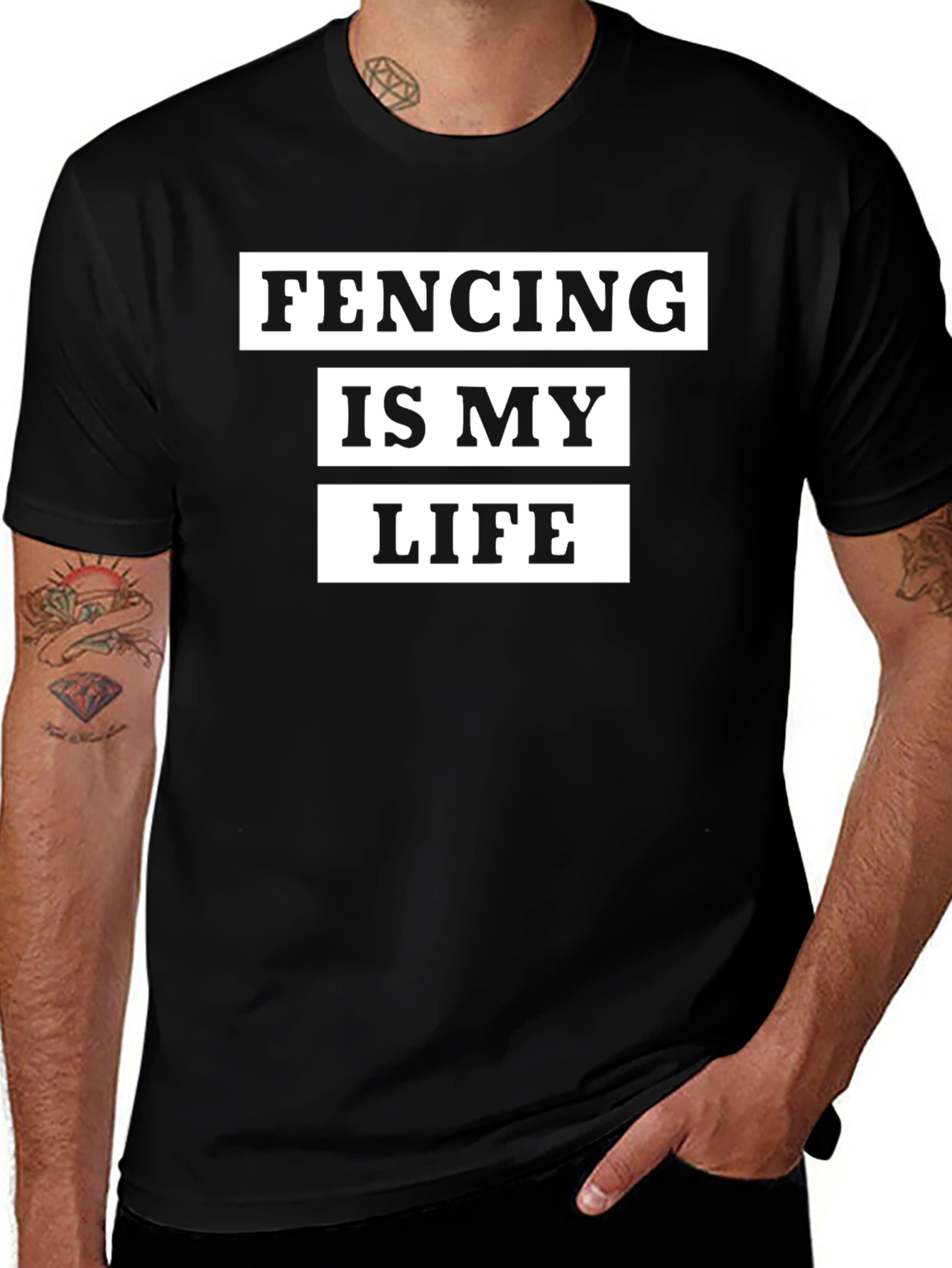Variant 7 of Fencing Is My Life Black T-Shirt