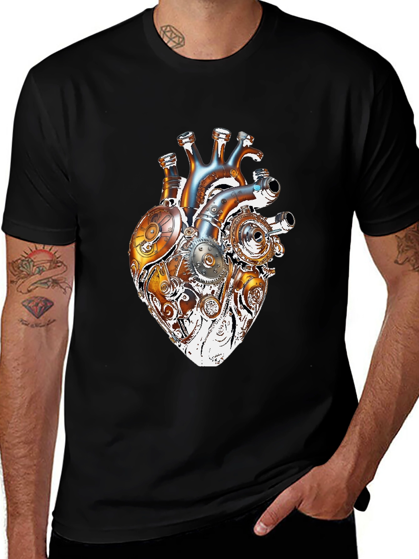 Variant 8 of Steampunk Heart Graphic T-Shirt - Unique Design