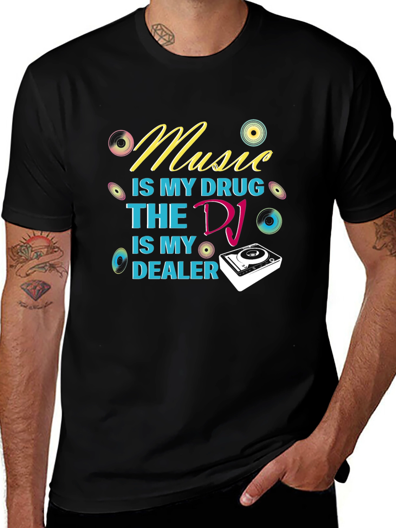 Variant 21 of Music is My Drug DJ Dealer Graphic T-Shirt