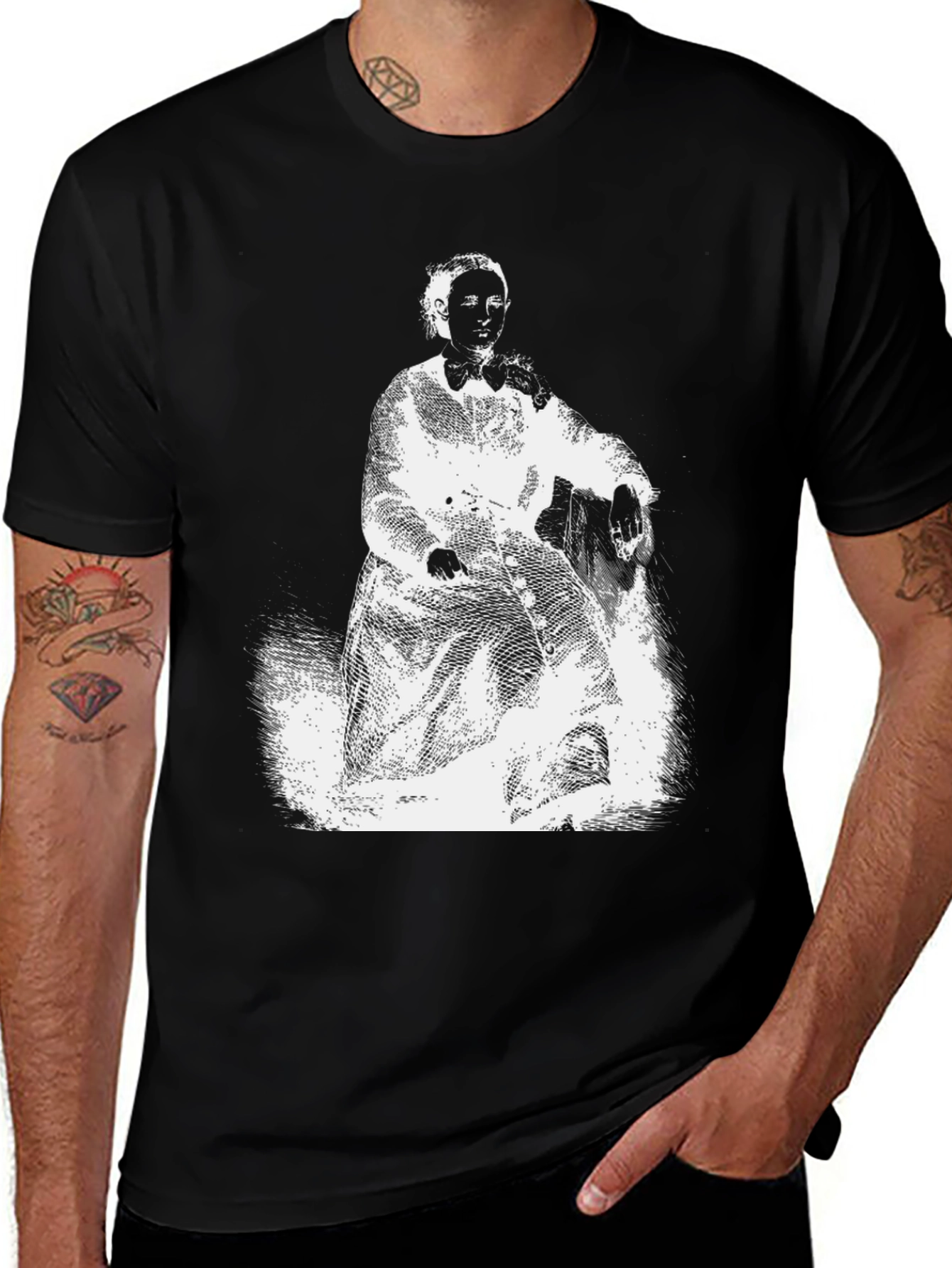 Variant 5 of Vintage Portrait Graphic Tee - Black Unisex T-Shirt