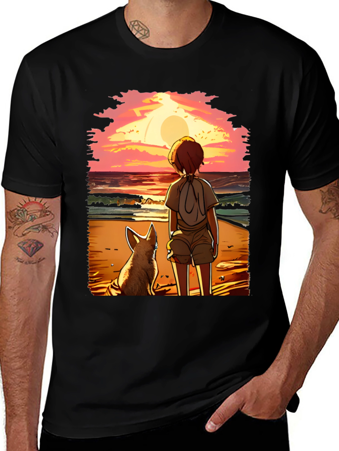 Sunset Beach Graphic Tee - Dog & Kid Friendship Shirt