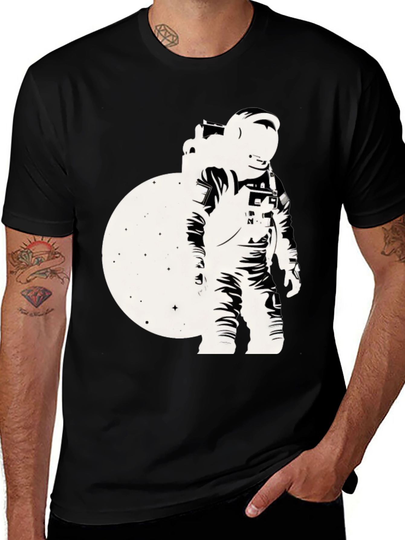 Variant 15 of Astronaut Graphic Tee - Black Cotton T-Shirt