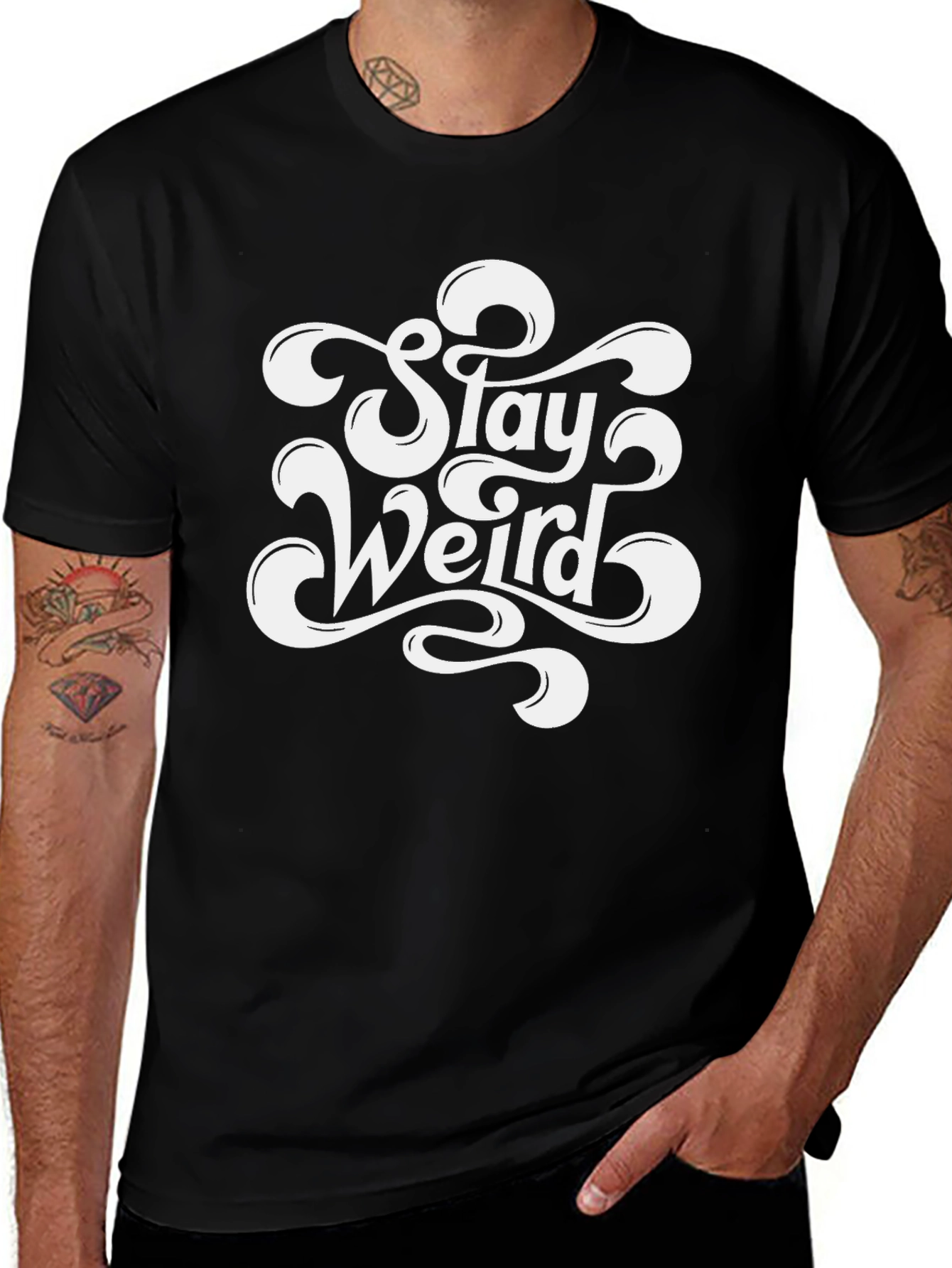 Variant 29 of Stay Weird Black Cotton Graphic Tee